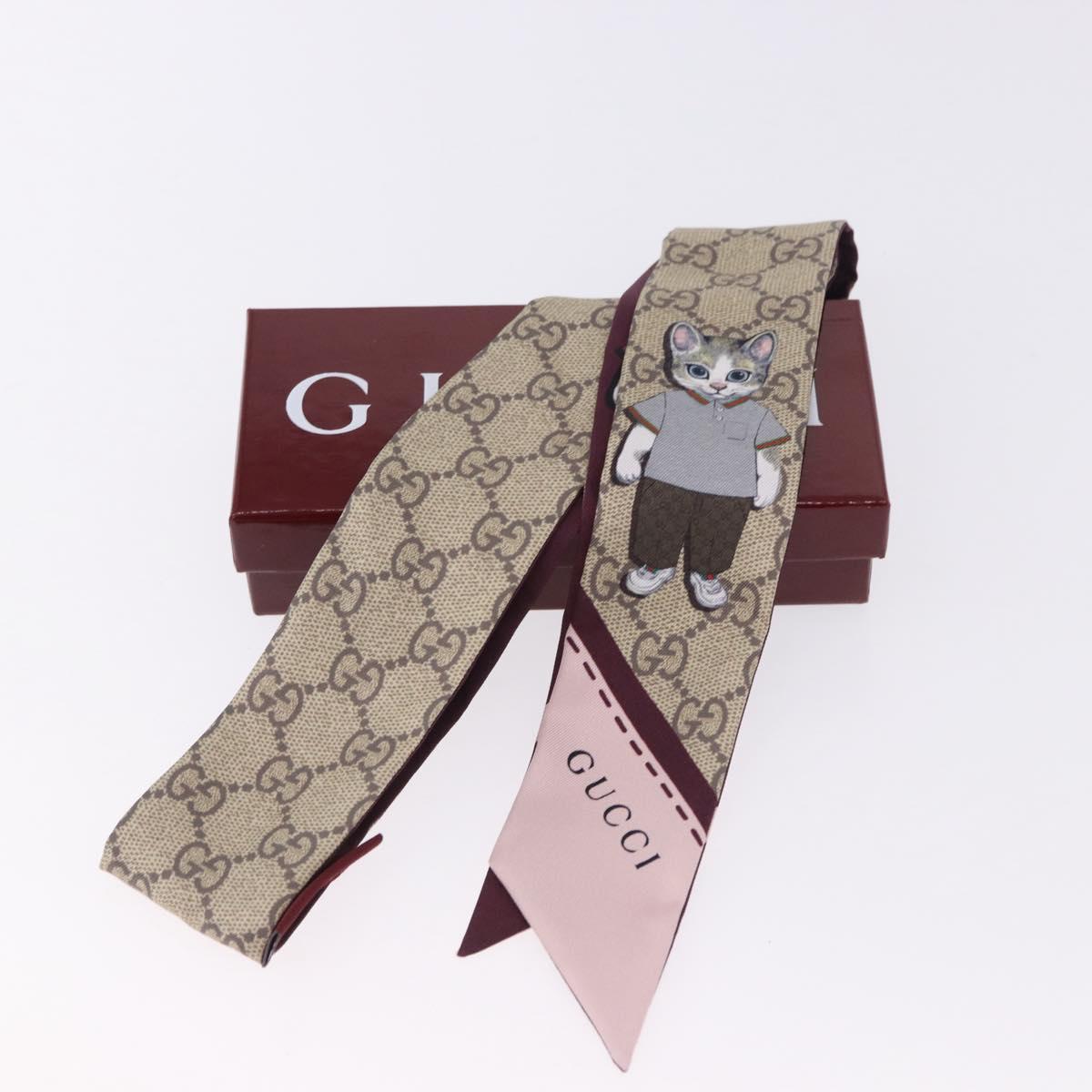 GUCCI GG Canvas Scarf Silk Higuchi Yuko Collaboration Beige Auth 197171M
