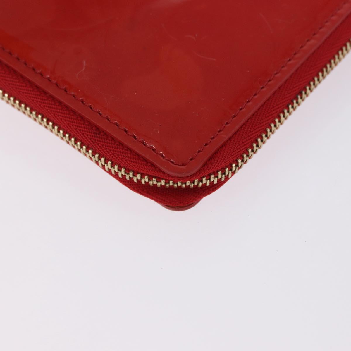 LOUIS VUITTON Monogram Vernis Bloom Wallet Rouge M91151 LV Auth 197172