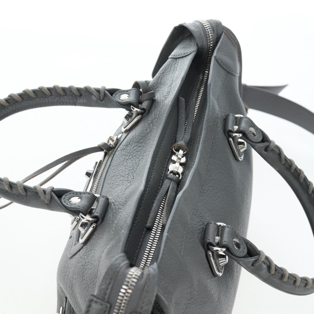 BALENCIAGA Classic Metallic Ege City Bag Leather 2way Gray 432831 Auth 197181SAM