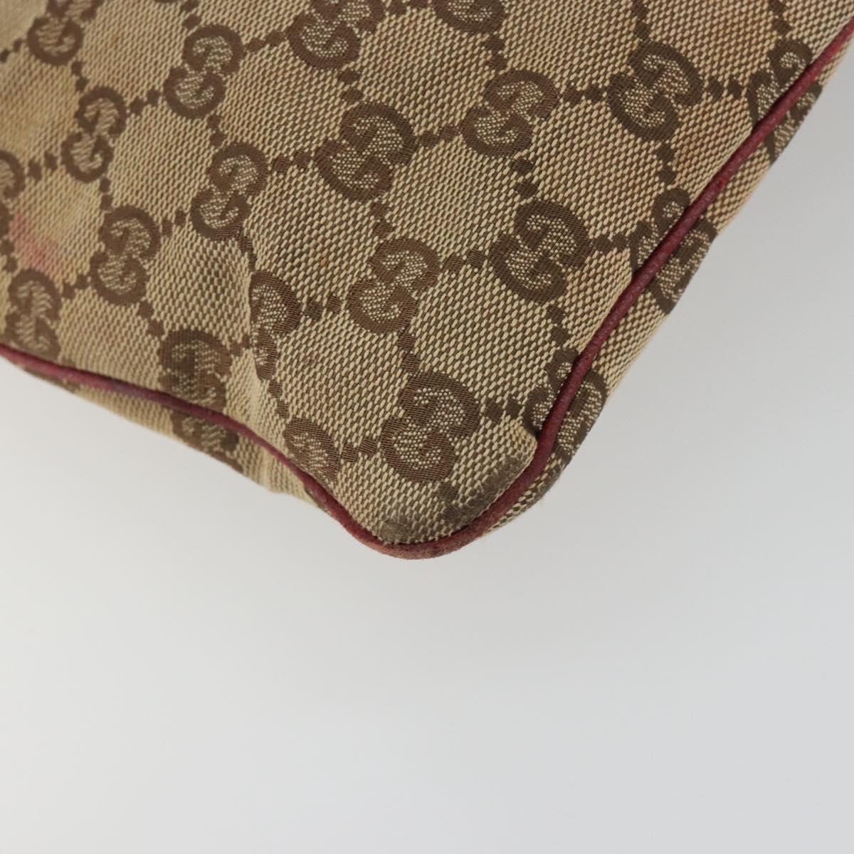 GUCCI GG Canvas Shoulder Bag Beige Silver 113013 Auth 197182