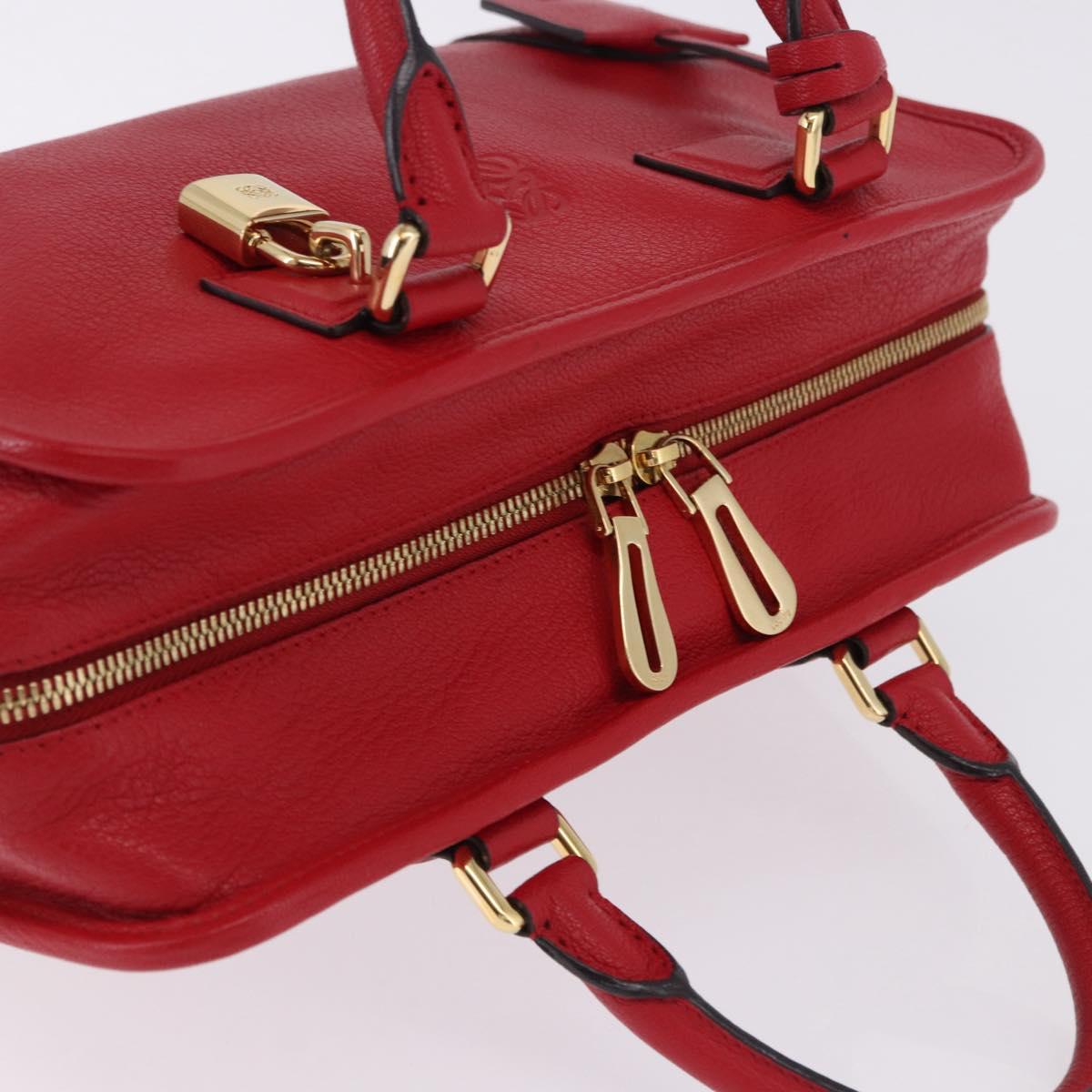 LOEWE Amazona 28 Hand Bag Leather Red Gold Auth 197185SAM