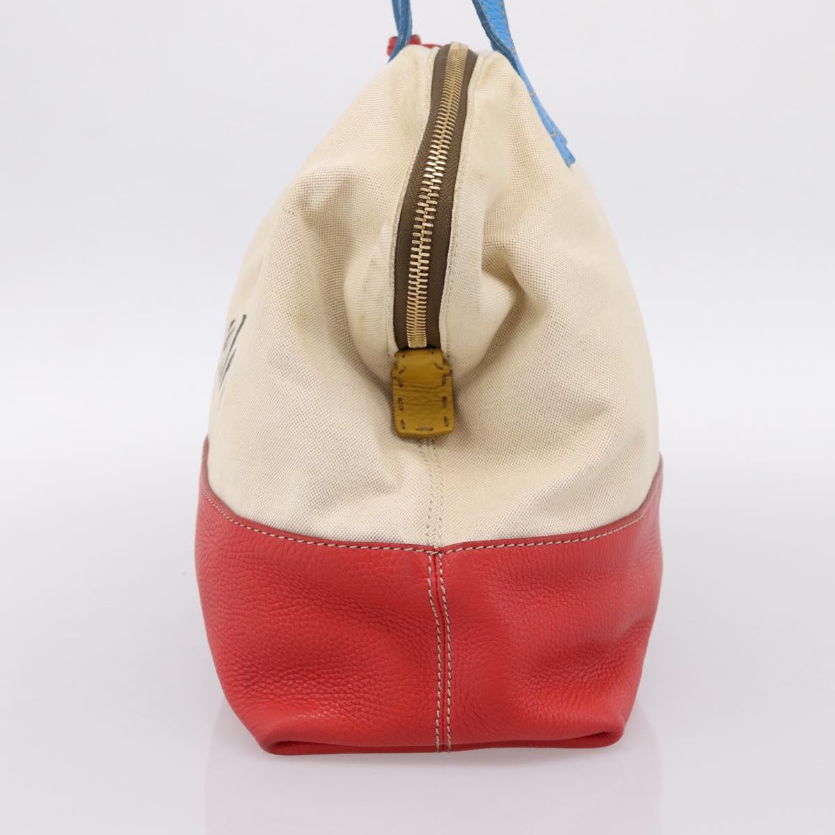 FENDI Celeria Tote Bag Canvas Ivory Gold Auth 197186A