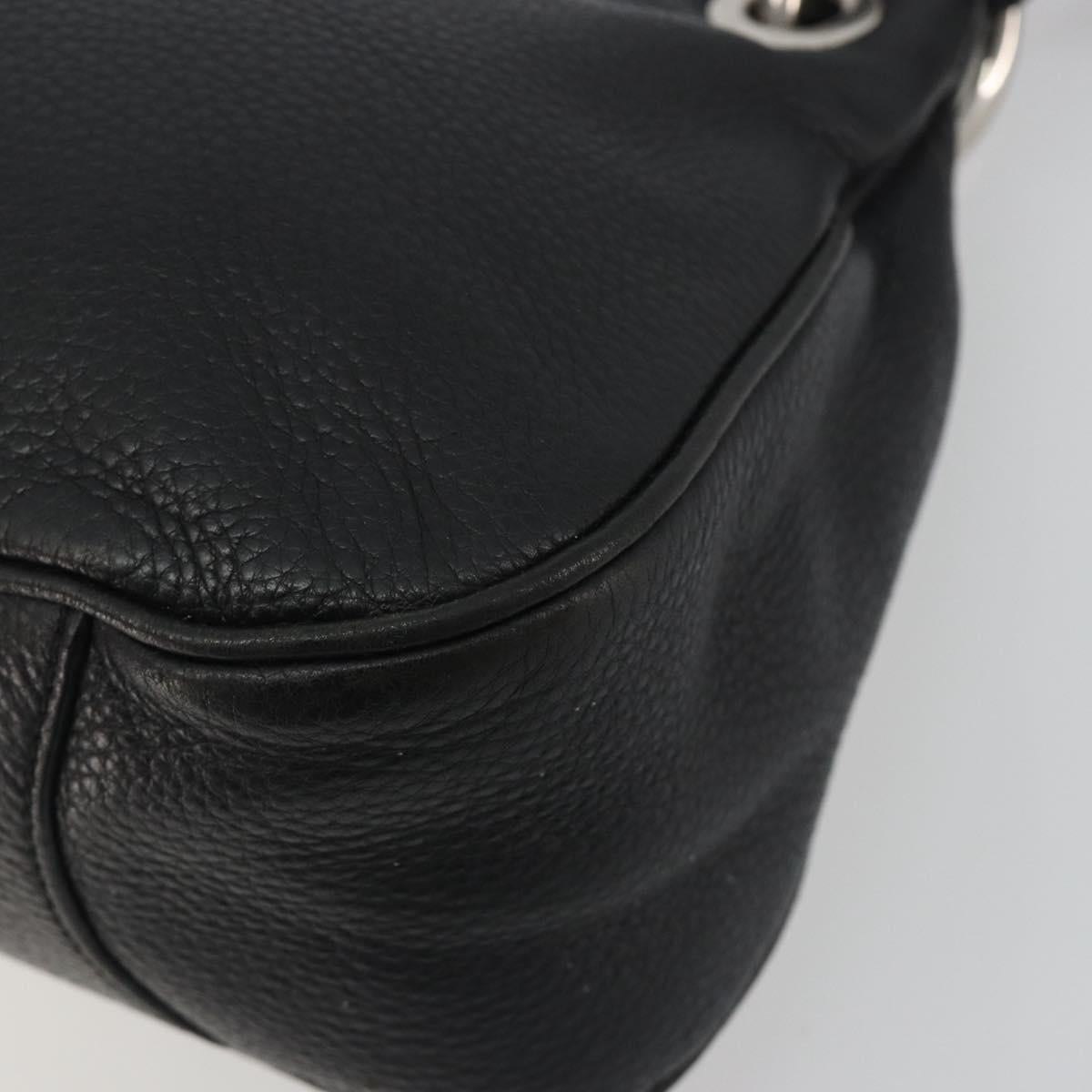 PRADA Shoulder Bag Vittero Dino Leather Black Silver Auth 197187V