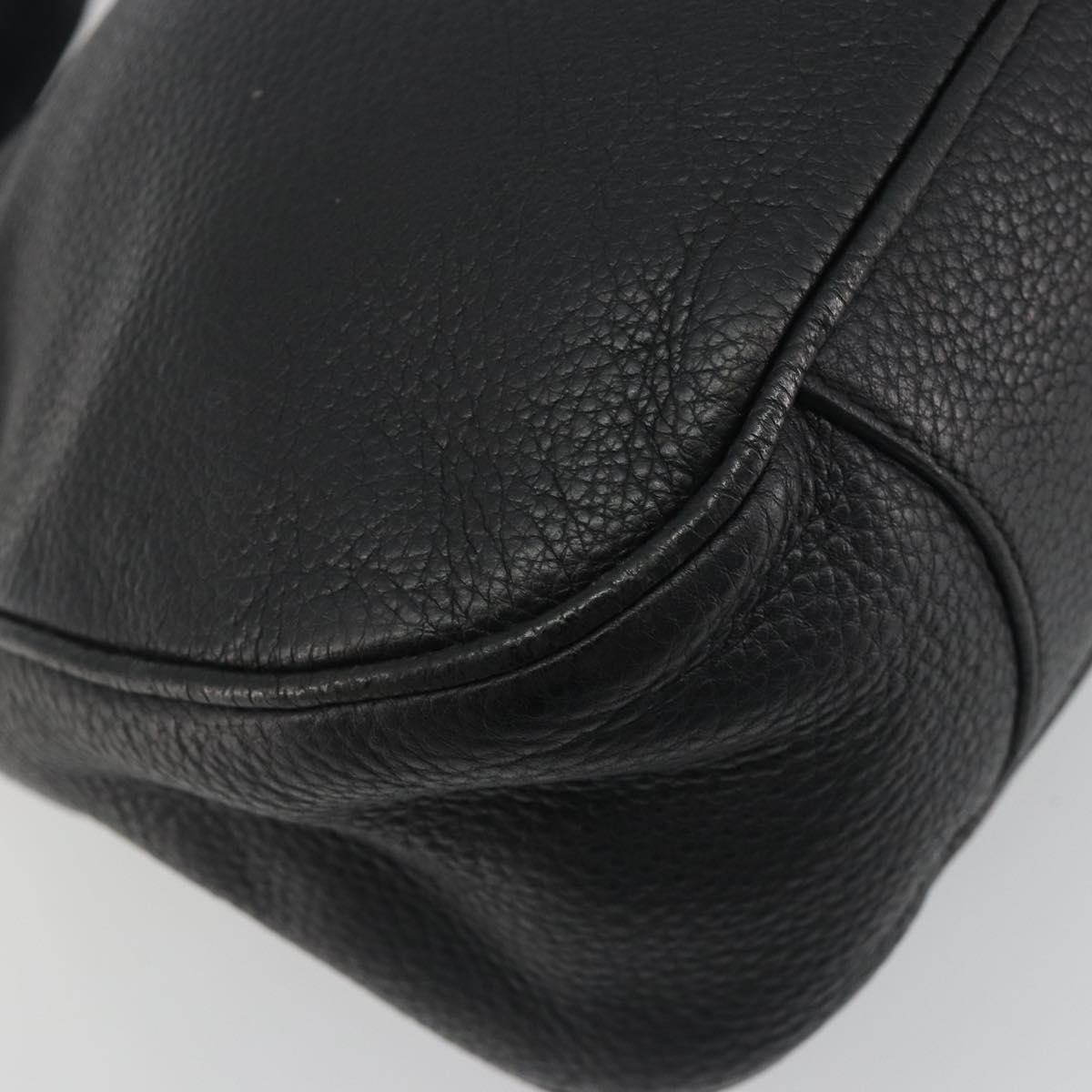 PRADA Shoulder Bag Vittero Dino Leather Black Silver Auth 197187V