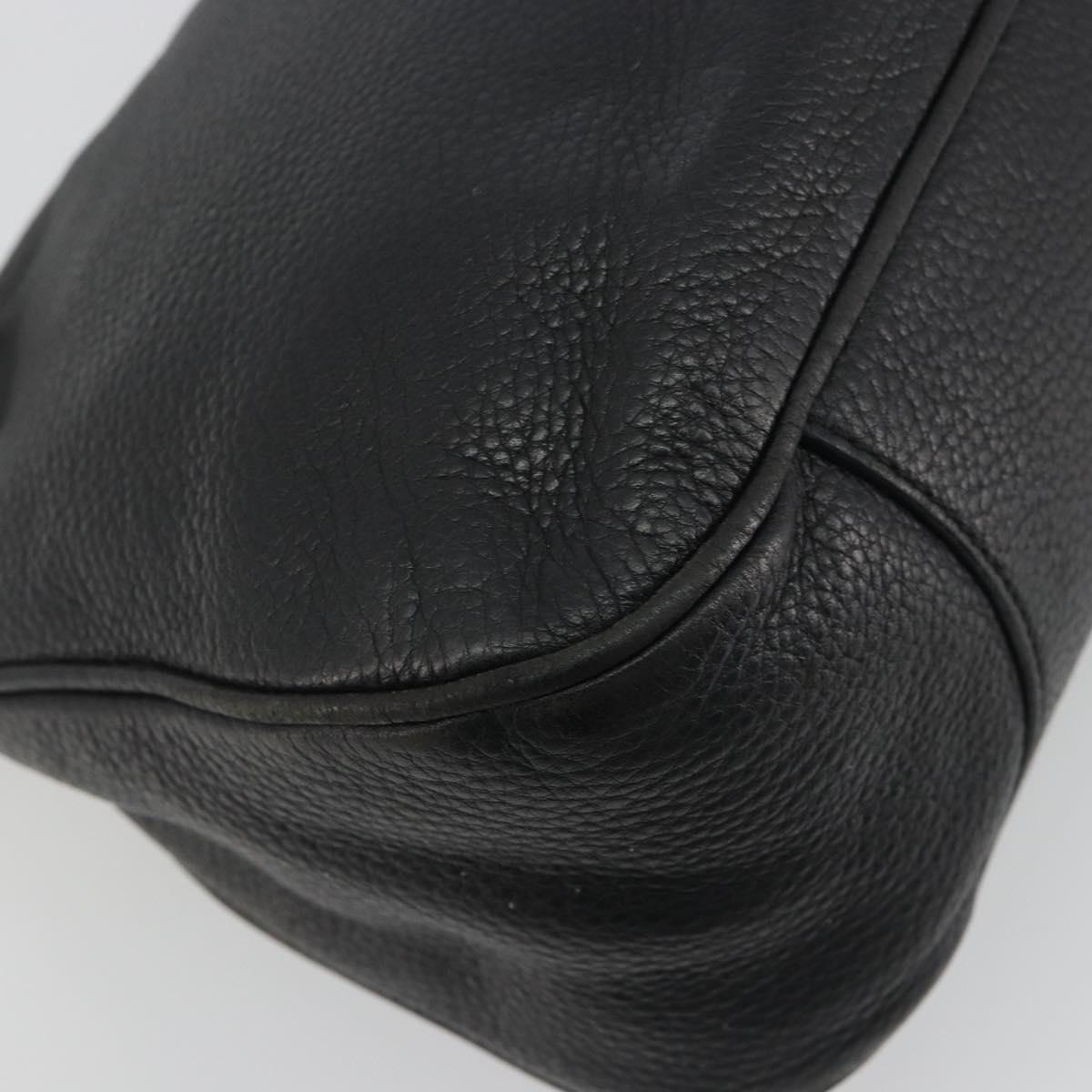 PRADA Shoulder Bag Vittero Dino Leather Black Silver Auth 197187V