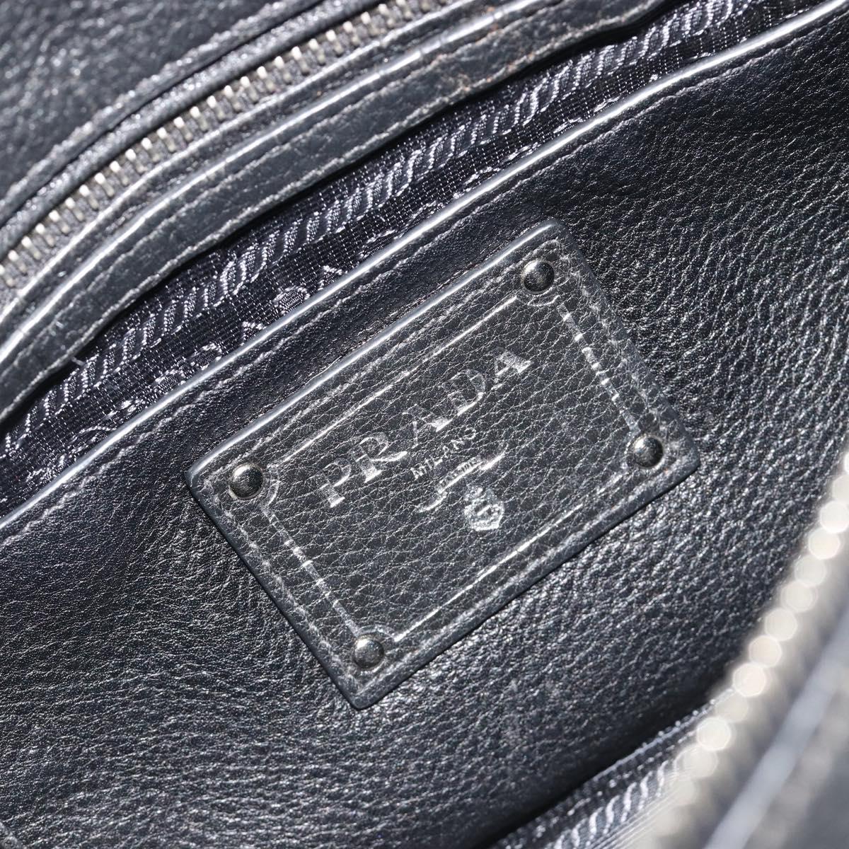 PRADA Shoulder Bag Vittero Dino Leather Black Silver Auth 197187V