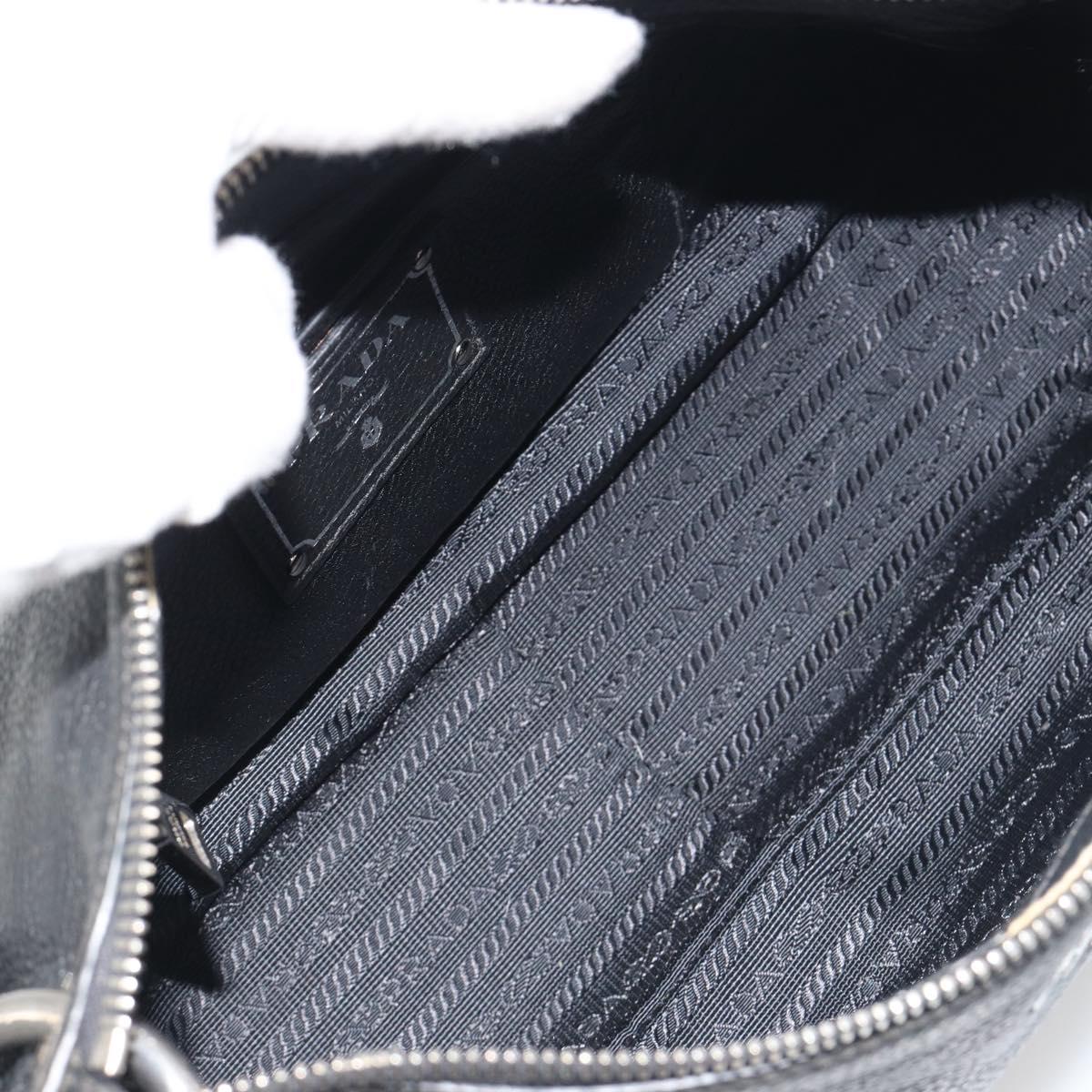 PRADA Shoulder Bag Vittero Dino Leather Black Silver Auth 197187V