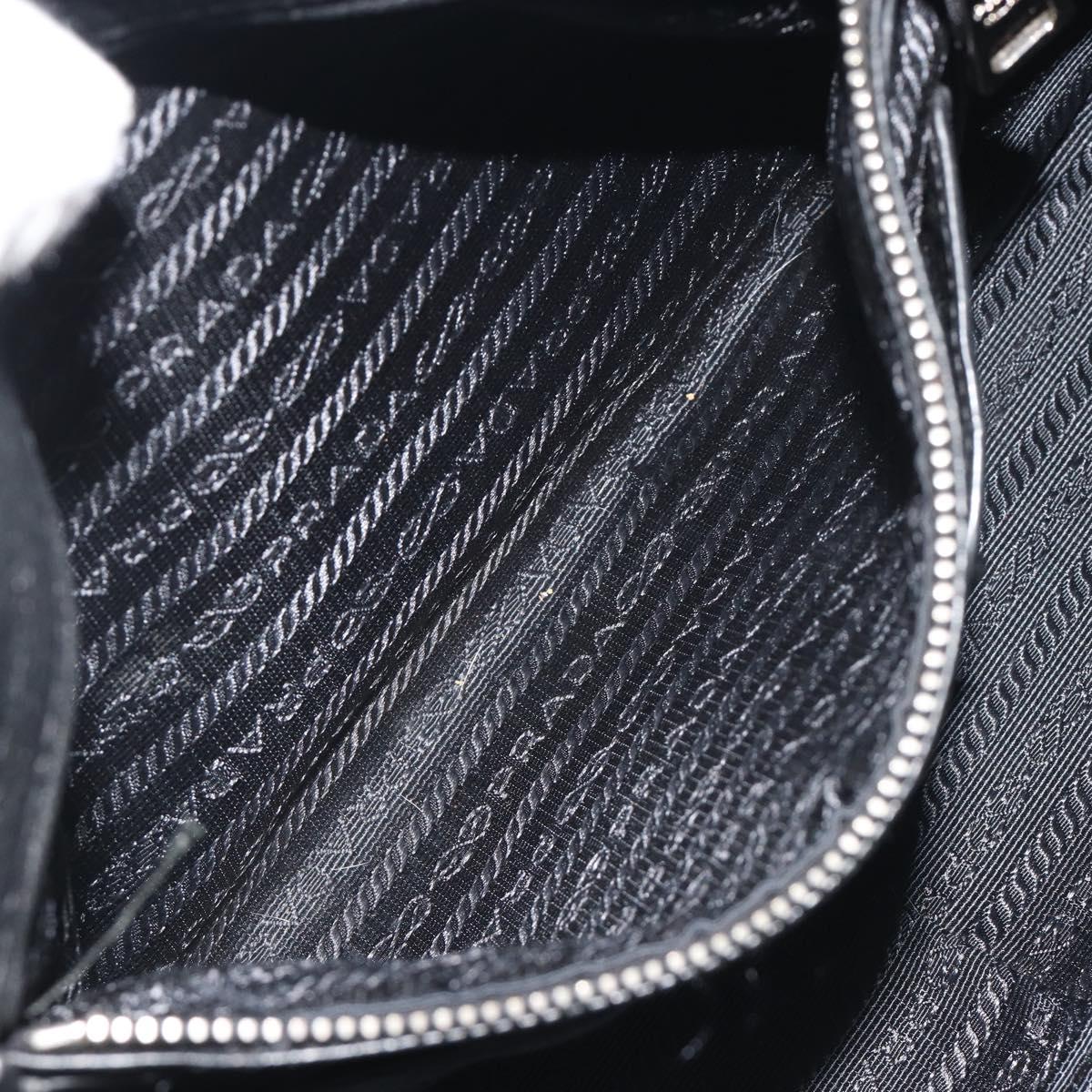 PRADA Shoulder Bag Vittero Dino Leather Black Silver Auth 197187V