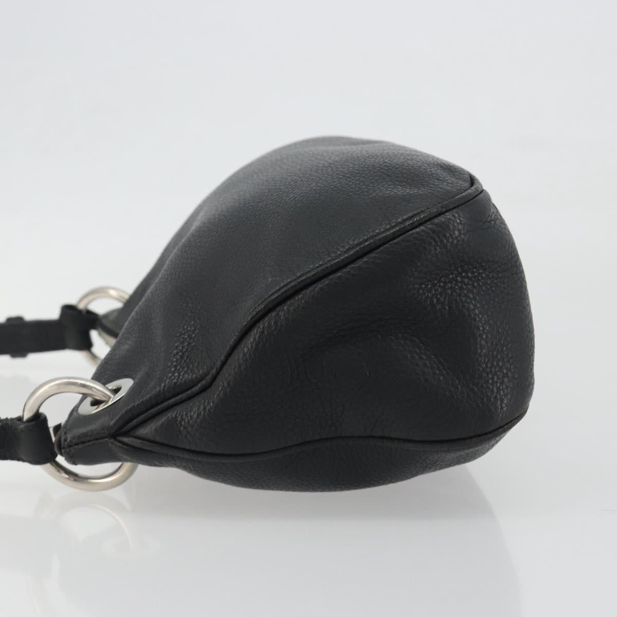 PRADA Shoulder Bag Vittero Dino Leather Black Silver Auth 197187V