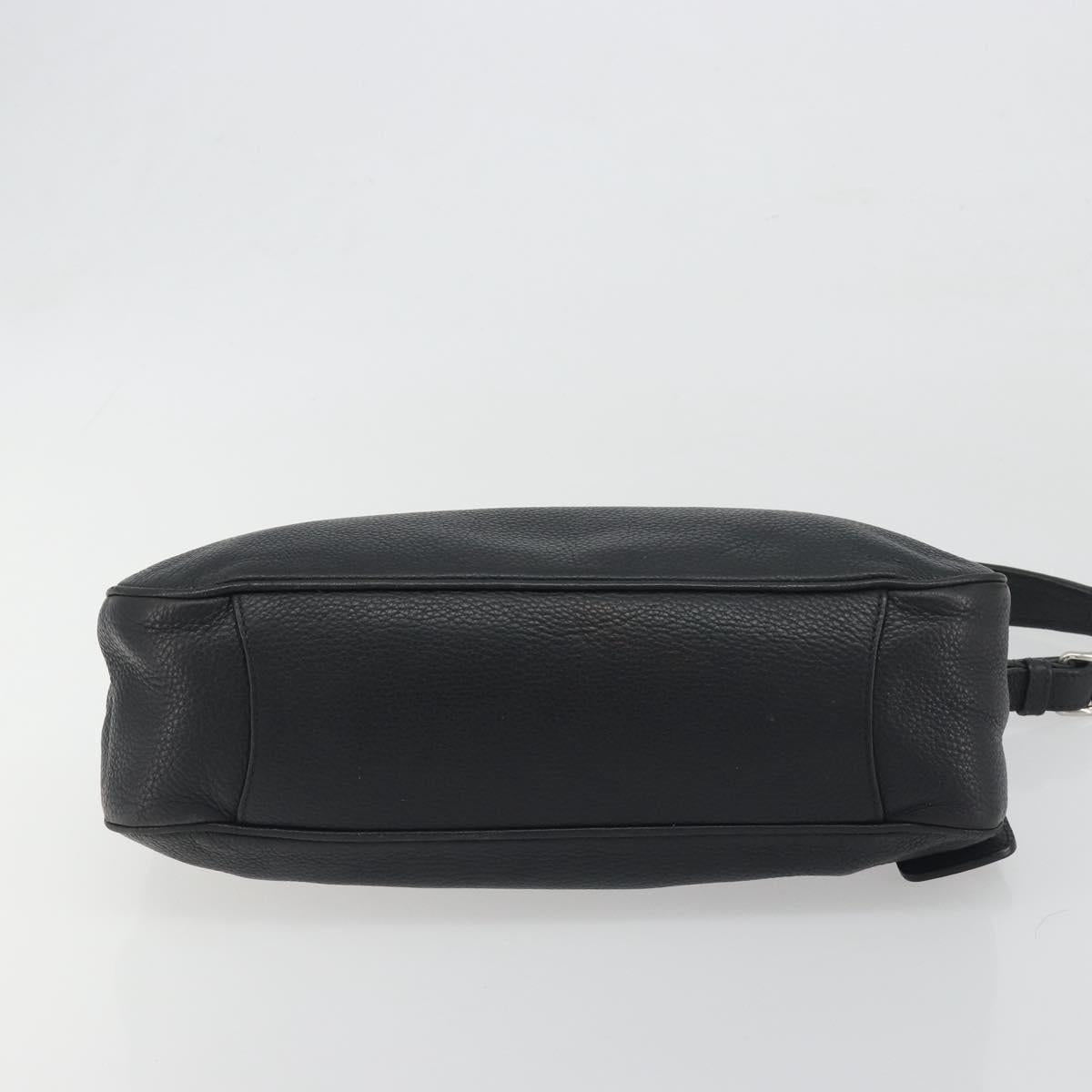 PRADA Shoulder Bag Vittero Dino Leather Black Silver Auth 197187V