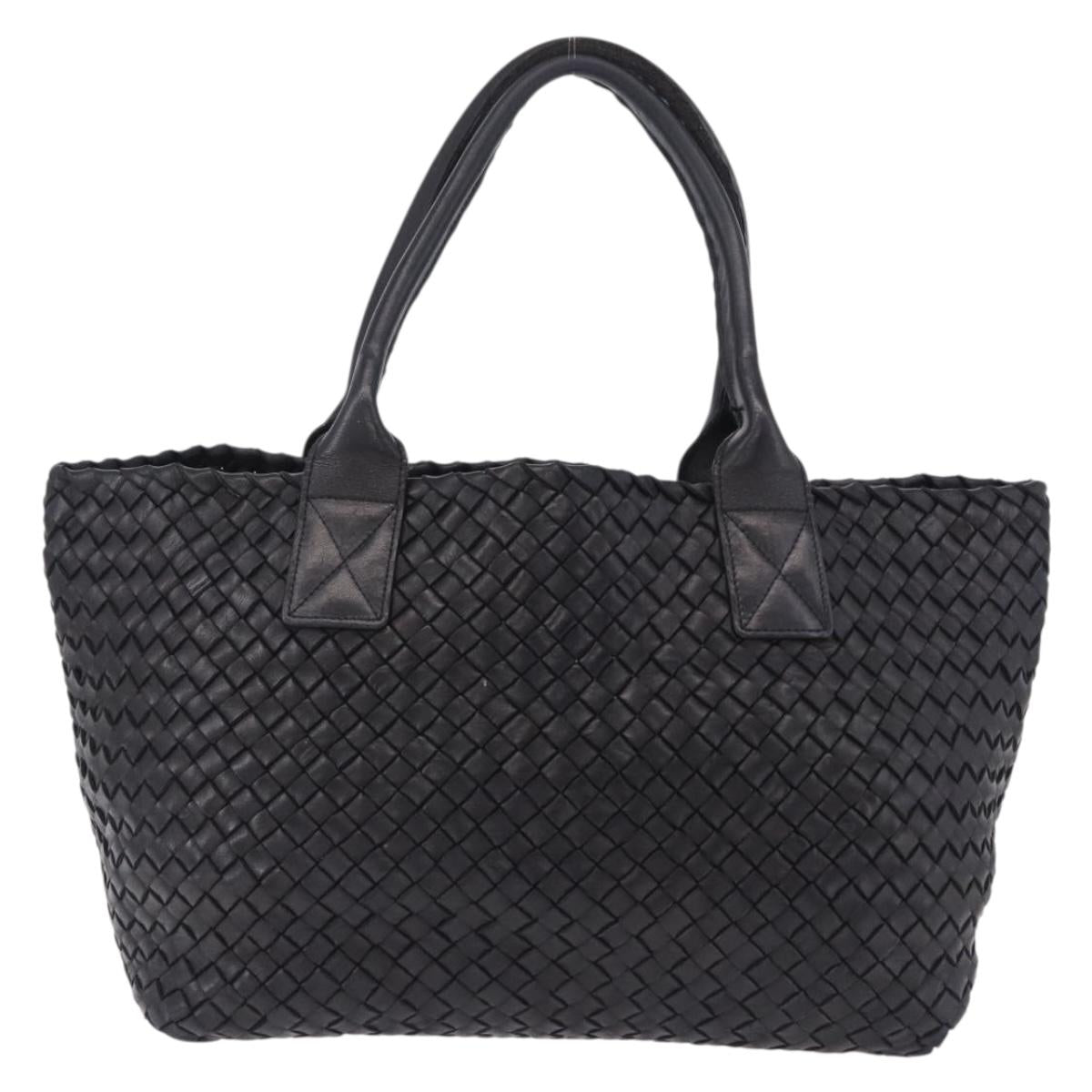 BOTTEGA VENETA INTRECCIATO Cabas PM Hand Bag Leather Black 141498 Auth 197190SAV