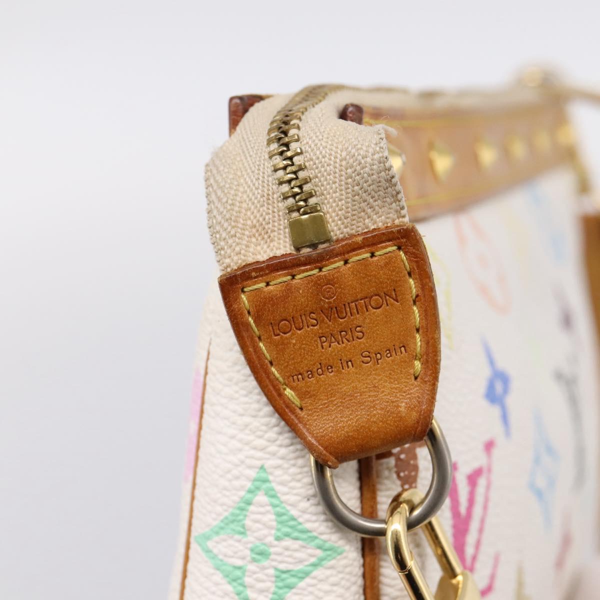 LOUIS VUITTON Monogram Multicolor Pochette Accessoires White M92649 Auth 197194