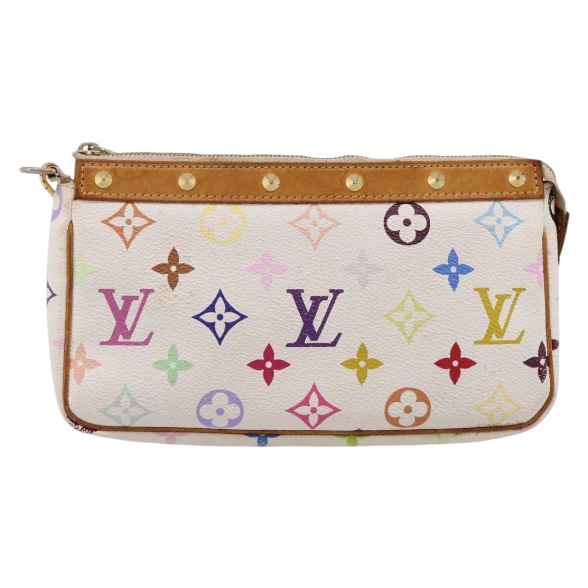 LOUIS VUITTON Monogram Multicolor Pochette Accessoires White M92649 Auth 197194
