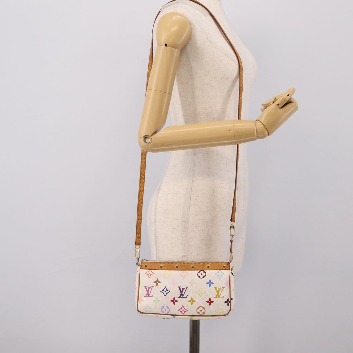 LOUIS VUITTON Monogram Multicolor Pochette Accessoires White M92649 Auth 197194