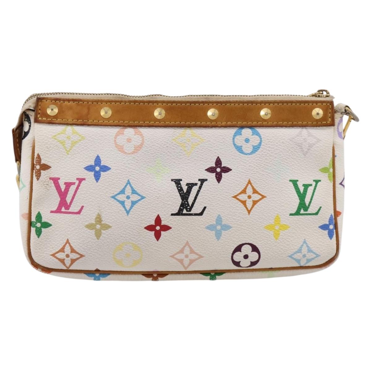 LOUIS VUITTON Monogram Multicolor Pochette Accessoires White M92649 Auth 197194
