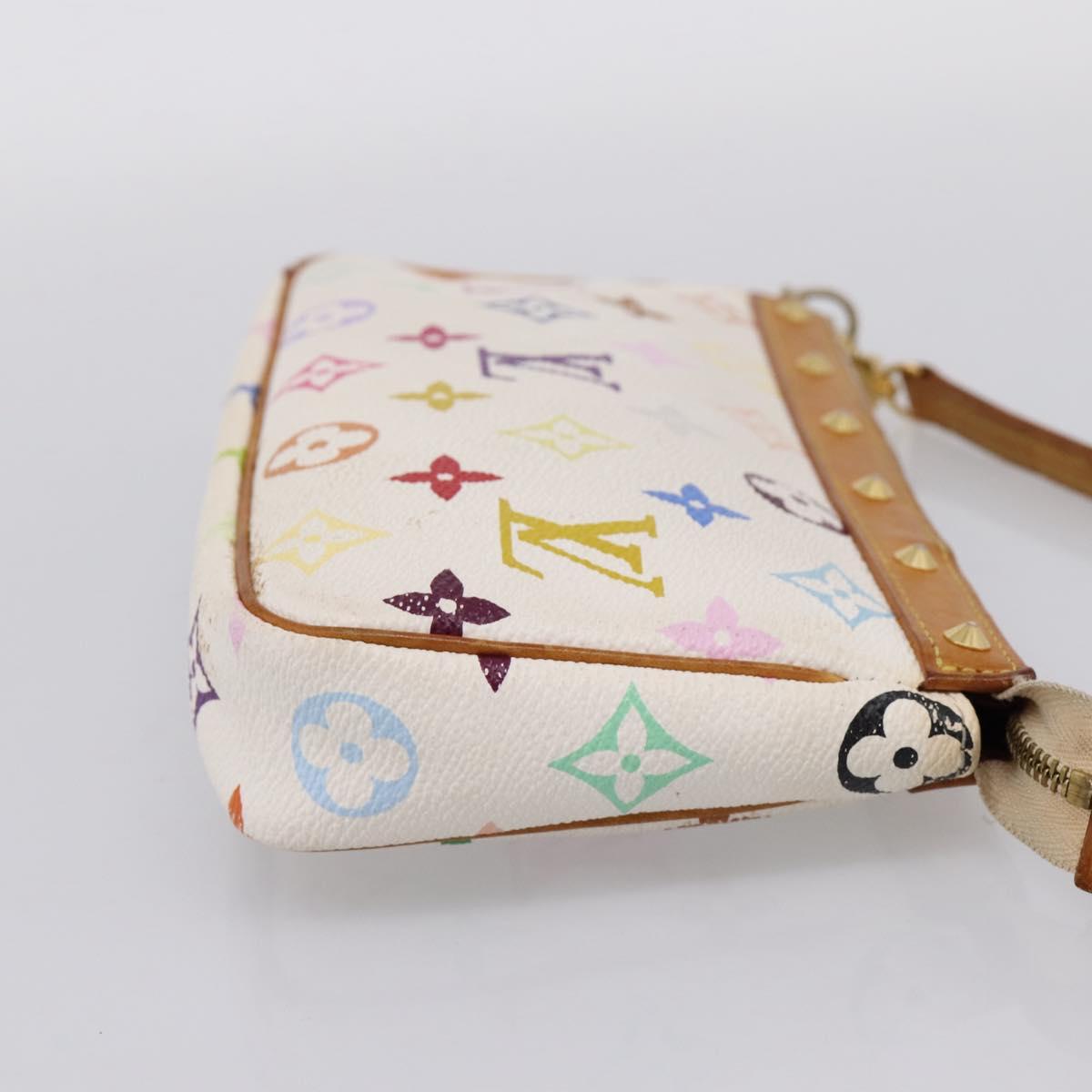 LOUIS VUITTON Monogram Multicolor Pochette Accessoires White M92649 Auth 197194