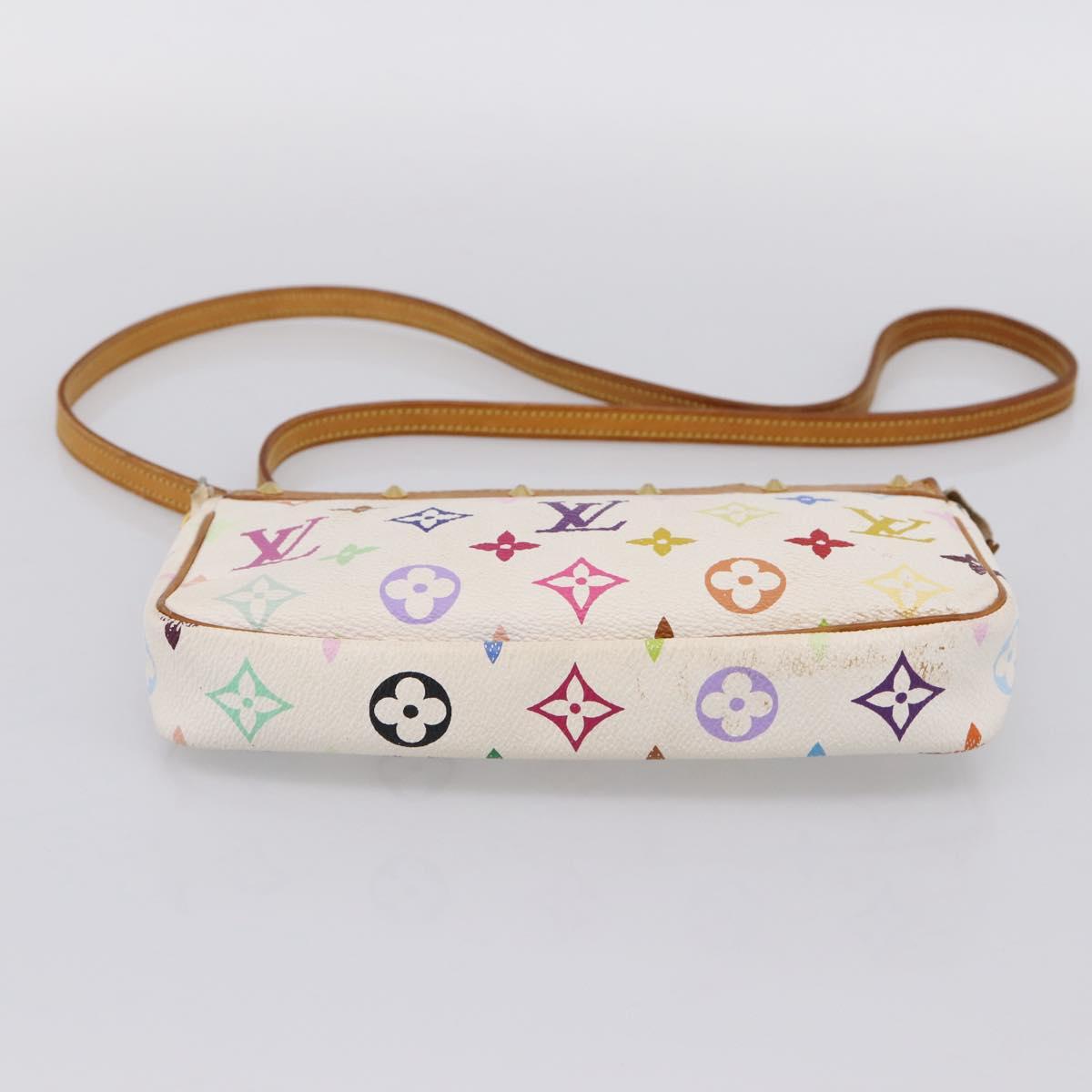 LOUIS VUITTON Monogram Multicolor Pochette Accessoires White M92649 Auth 197194