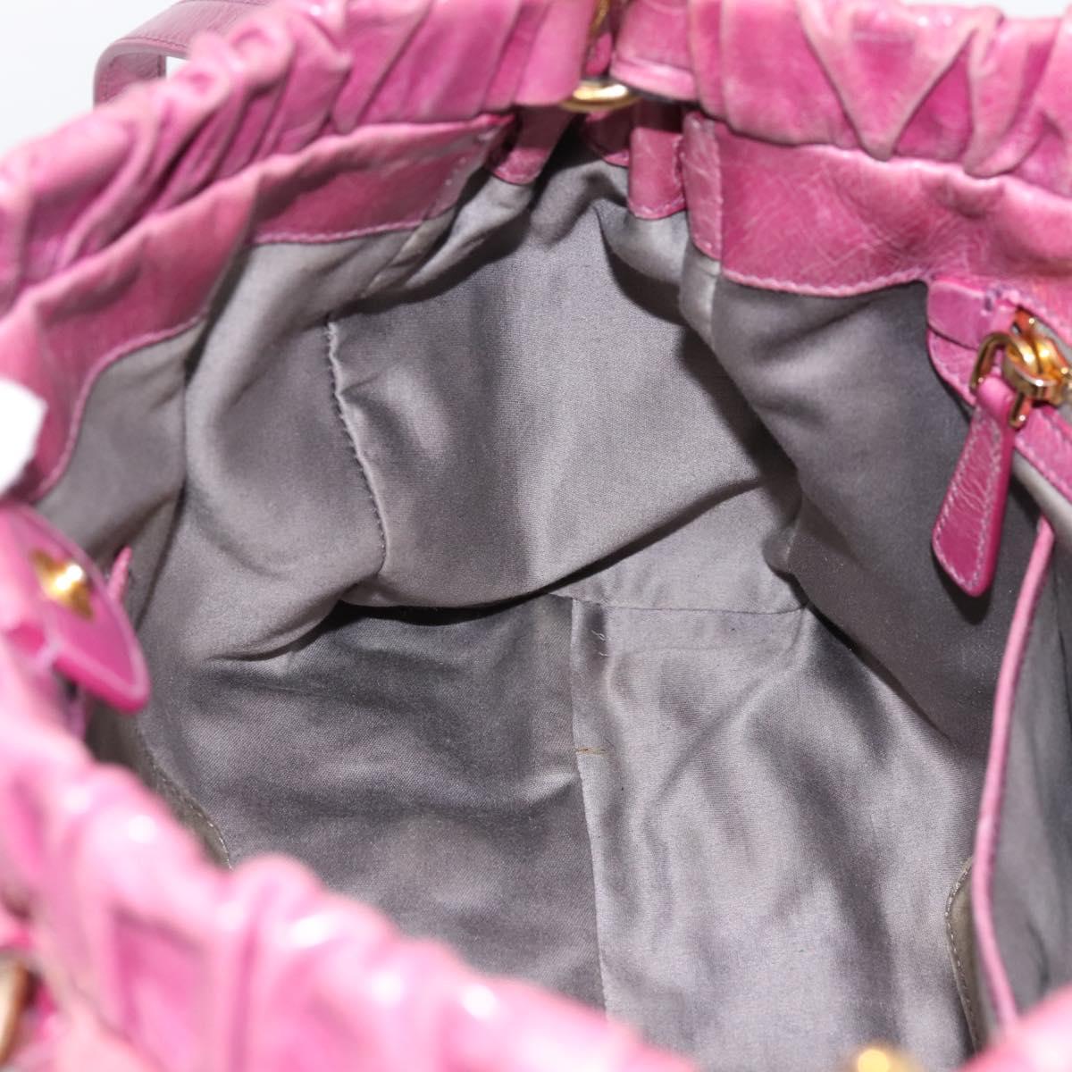 Miu Miu Matelasse Hand Bag Vitellolux 2way Pink Gold Auth 197197SAM