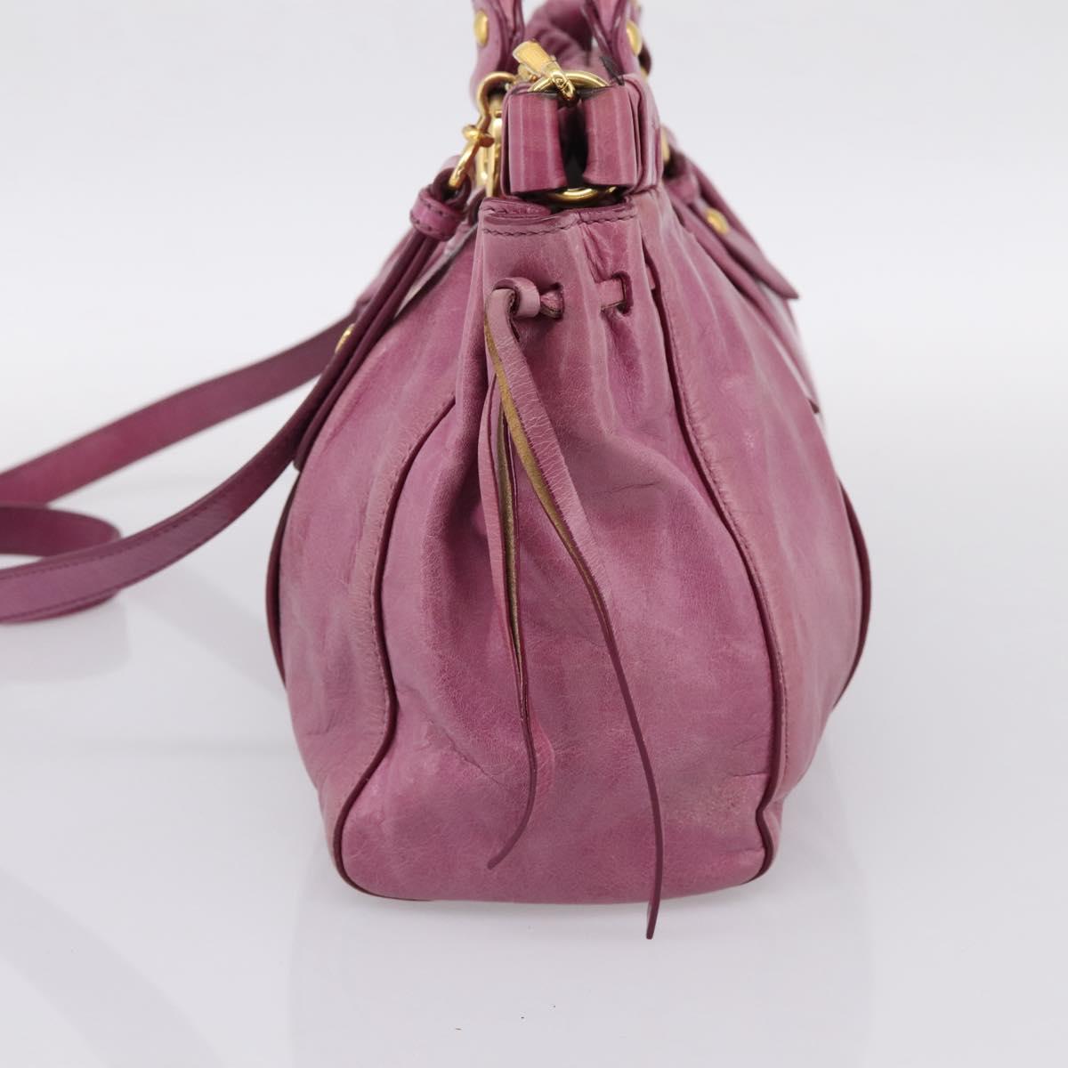 Miu Miu Matelasse Hand Bag Vitellolux 2way Pink Gold Auth 197197SAM