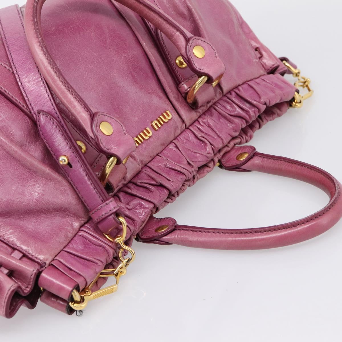 Miu Miu Matelasse Hand Bag Vitellolux 2way Pink Gold Auth 197197SAM