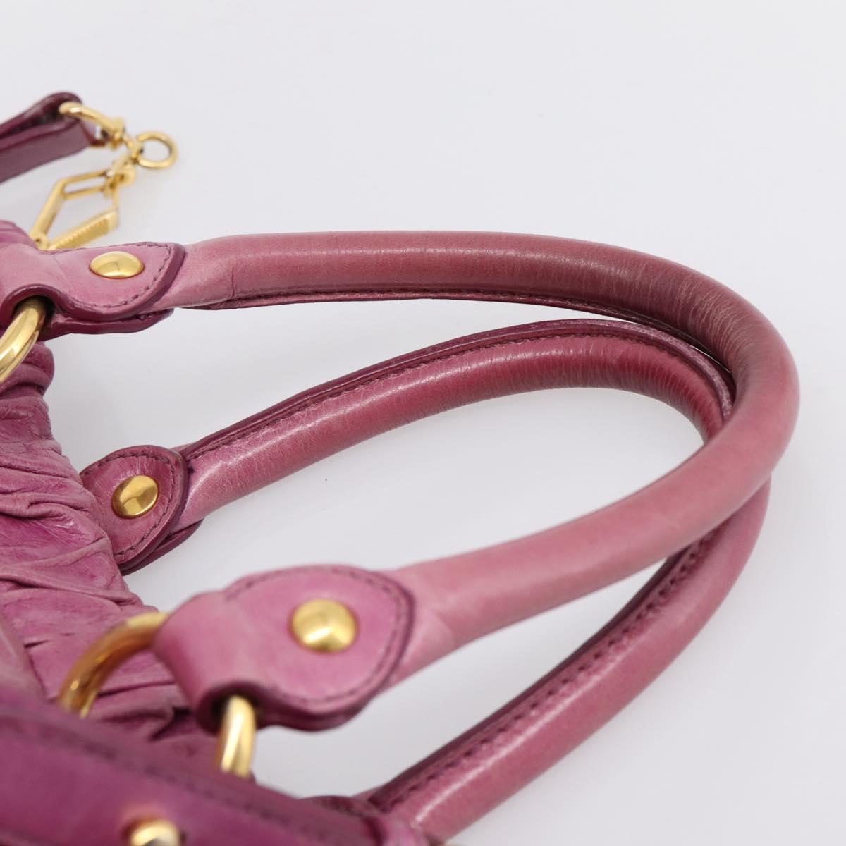 Miu Miu Matelasse Hand Bag Vitellolux 2way Pink Gold Auth 197197SAM