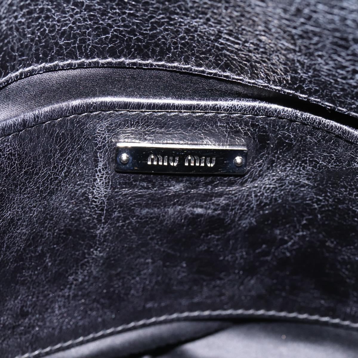 Miu Miu Hand Bag Vitello Lux Leather 2way Black Silver Auth 197198SAM