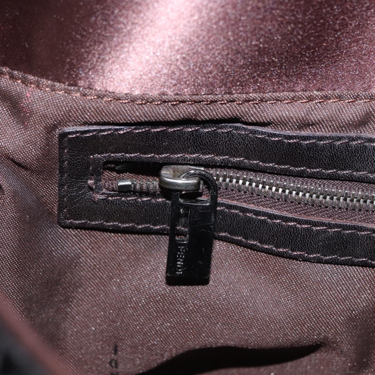 FENDI Mamma Baguette Shoulder Bag Canvas Sequin Black Auth 197205SM