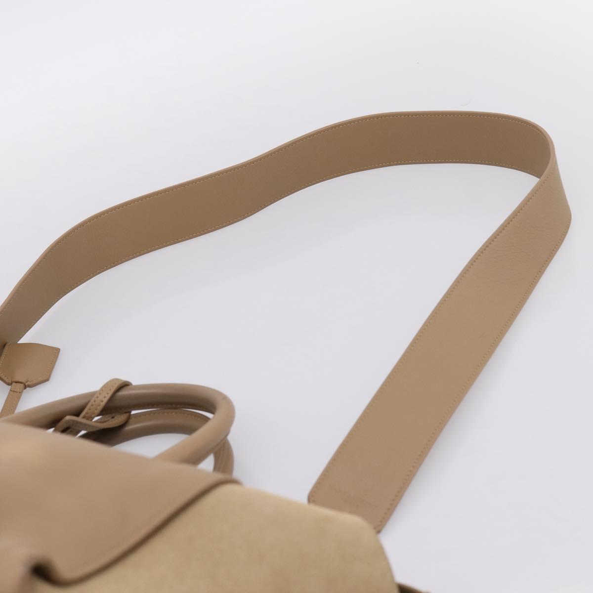 SAINT LAURENT Downtown Cabas Hand Bag Leather 2way Beige Gold Auth 197207V