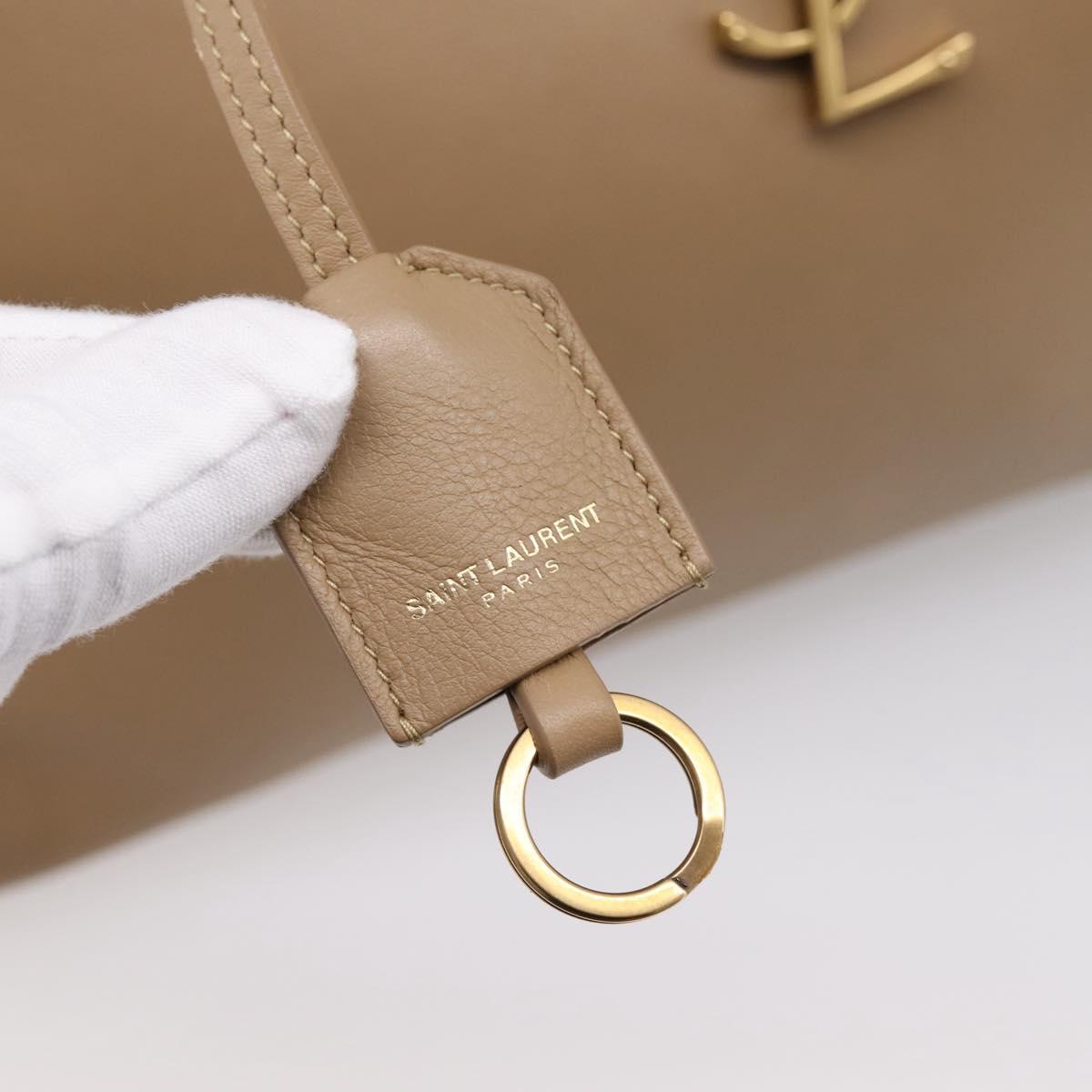 SAINT LAURENT Downtown Cabas Hand Bag Leather 2way Beige Gold Auth 197207V