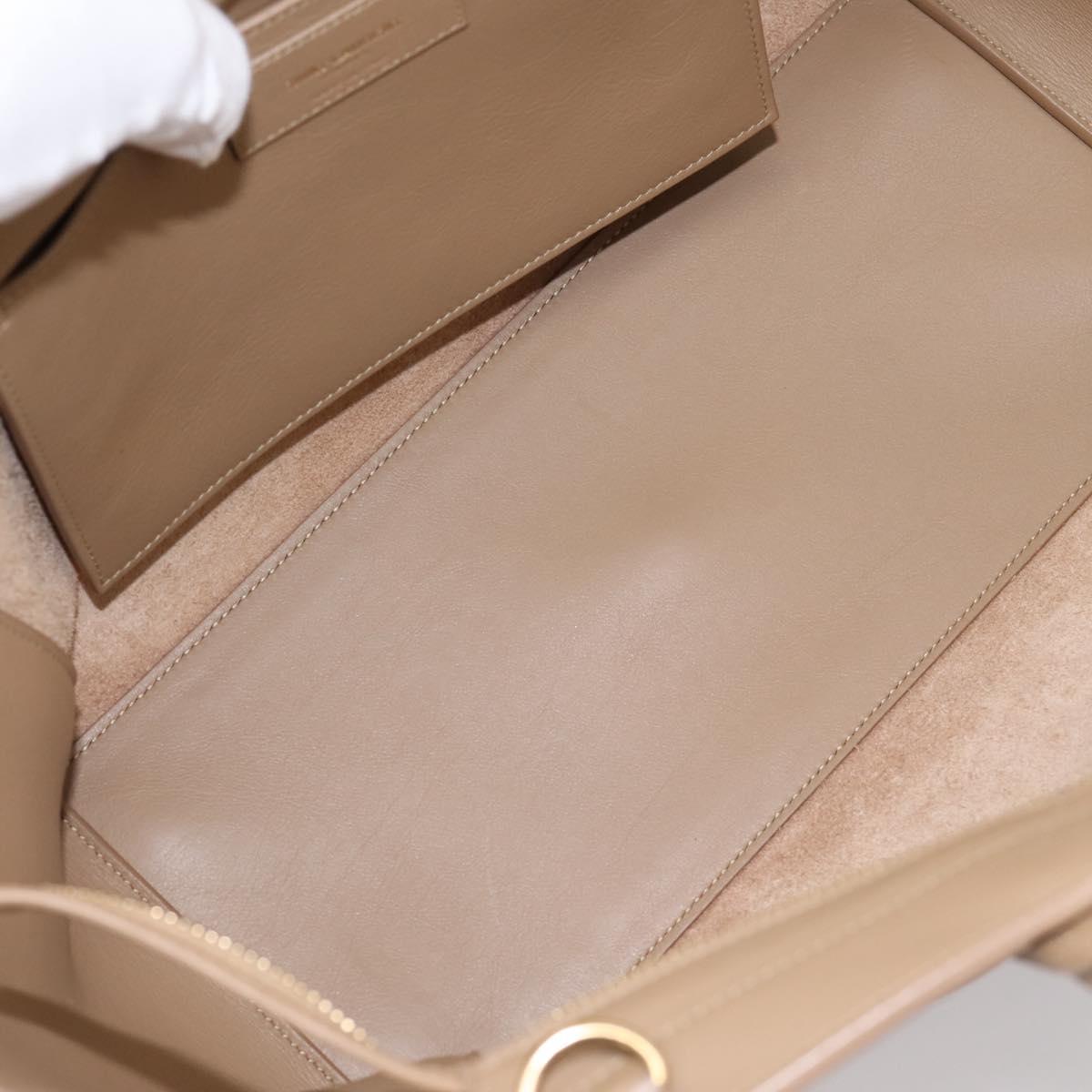 SAINT LAURENT Downtown Cabas Hand Bag Leather 2way Beige Gold Auth 197207V