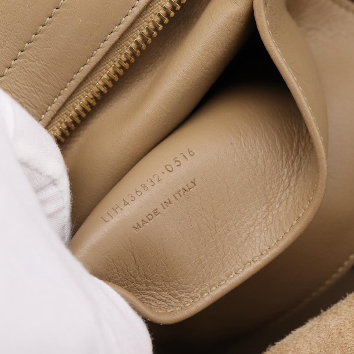 SAINT LAURENT Downtown Cabas Hand Bag Leather 2way Beige Gold Auth 197207V