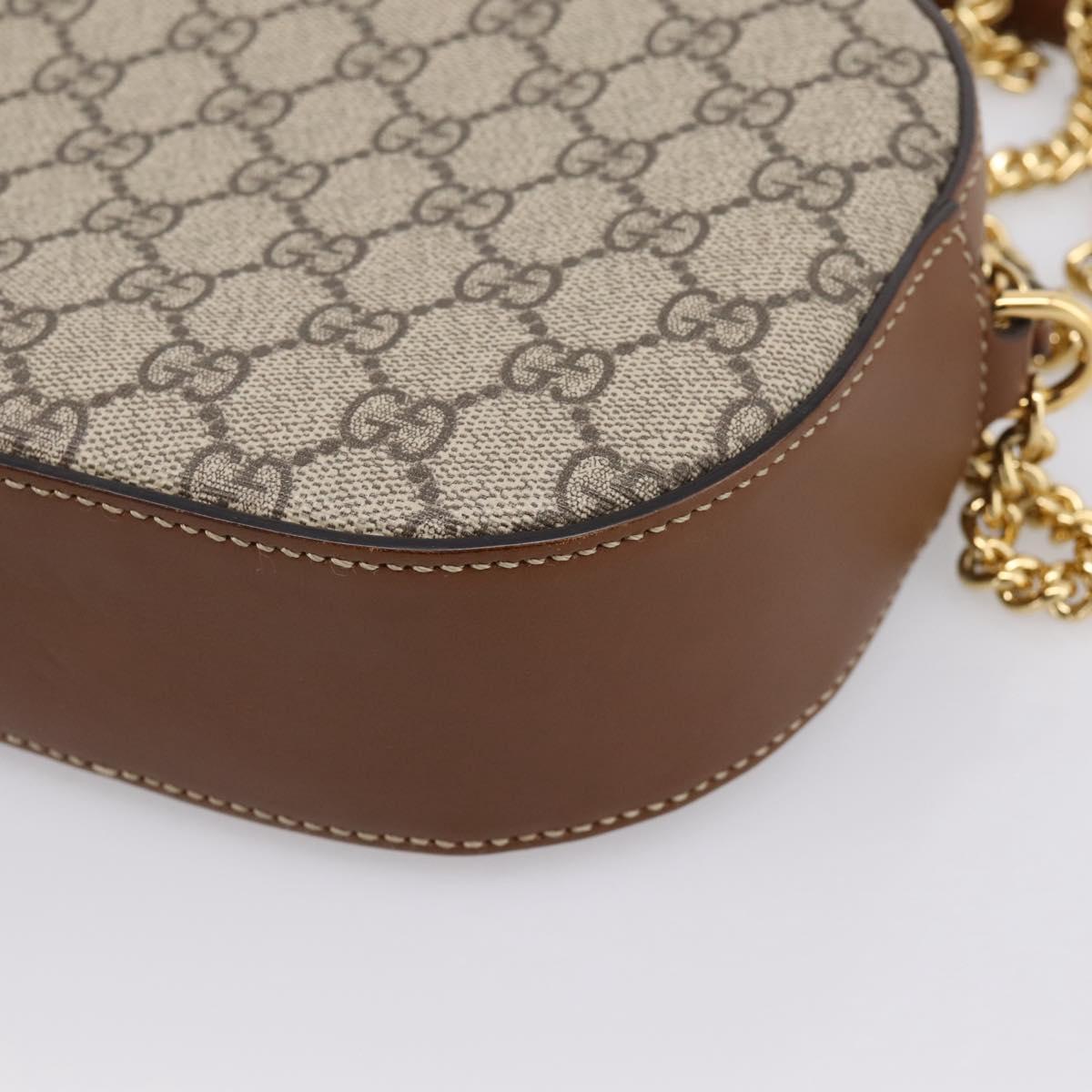 GUCCI GG Supreme Chain Shoulder Bag PVC Beige Gold 409535 Auth 197208V