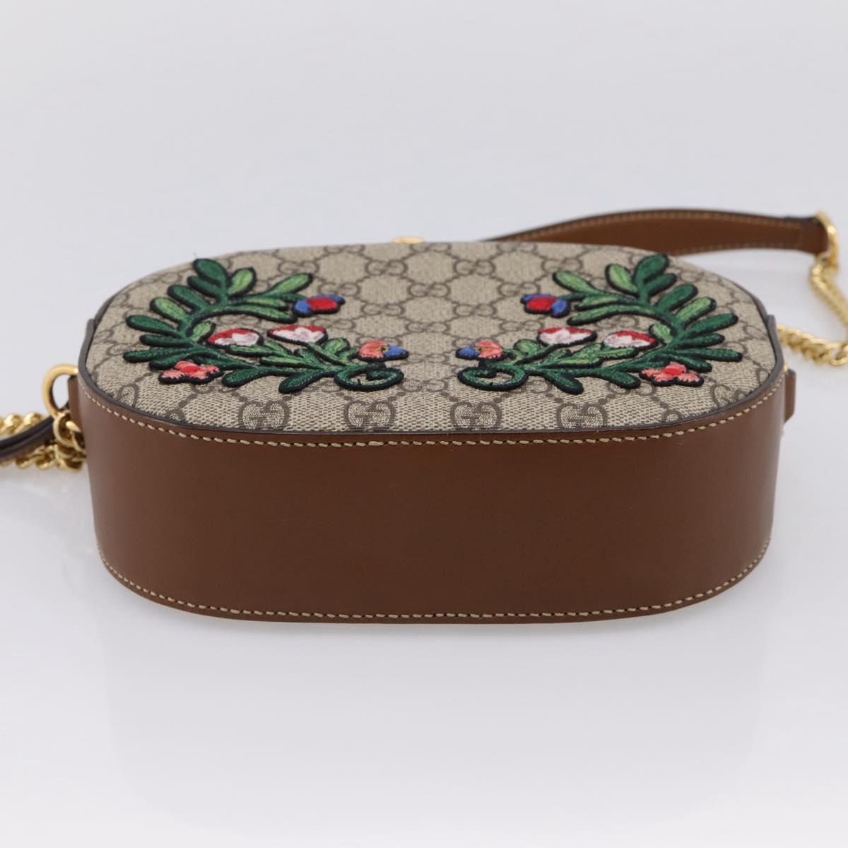 GUCCI GG Supreme Chain Shoulder Bag PVC Beige Gold 409535 Auth 197208V