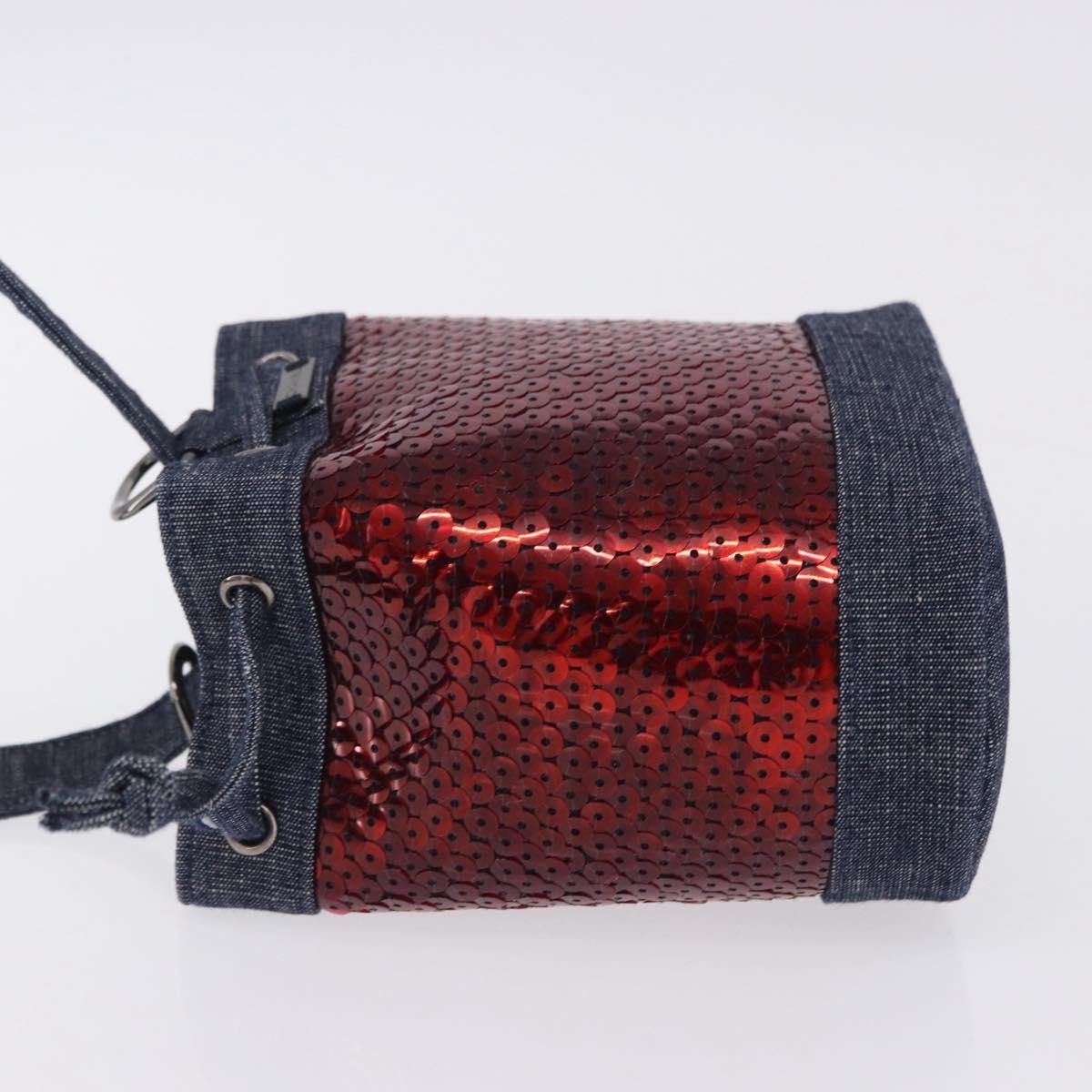 CHANEL Hand Bag Canvas Sequins Red CC Auth 197209SAV