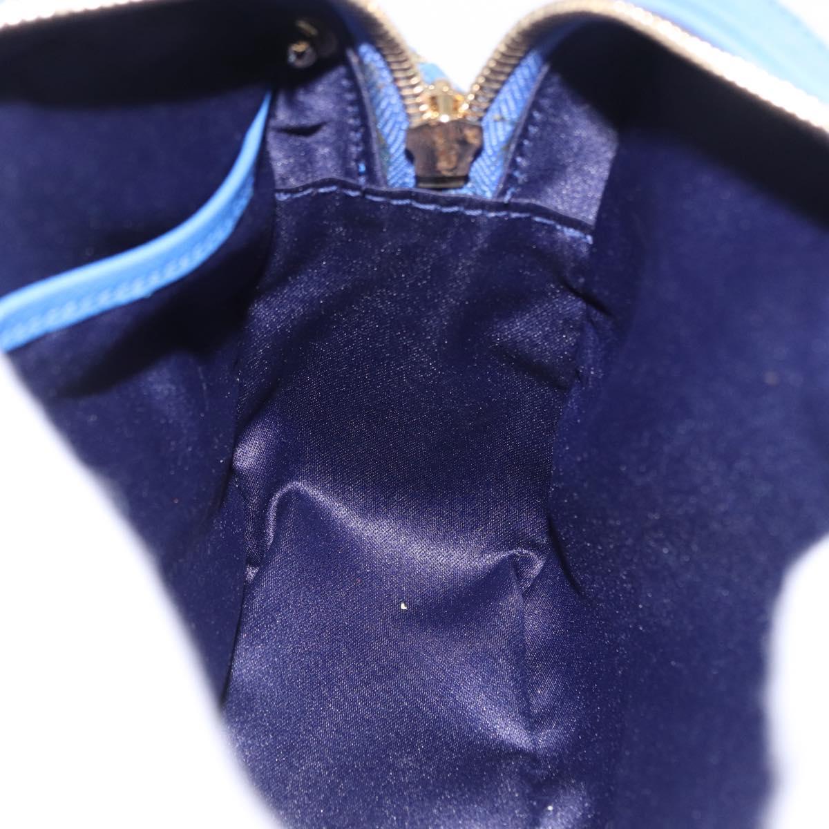 Salvatore Ferragamo Vala Chain Shoulder Bag Leather Blue Gold Auth 197212V