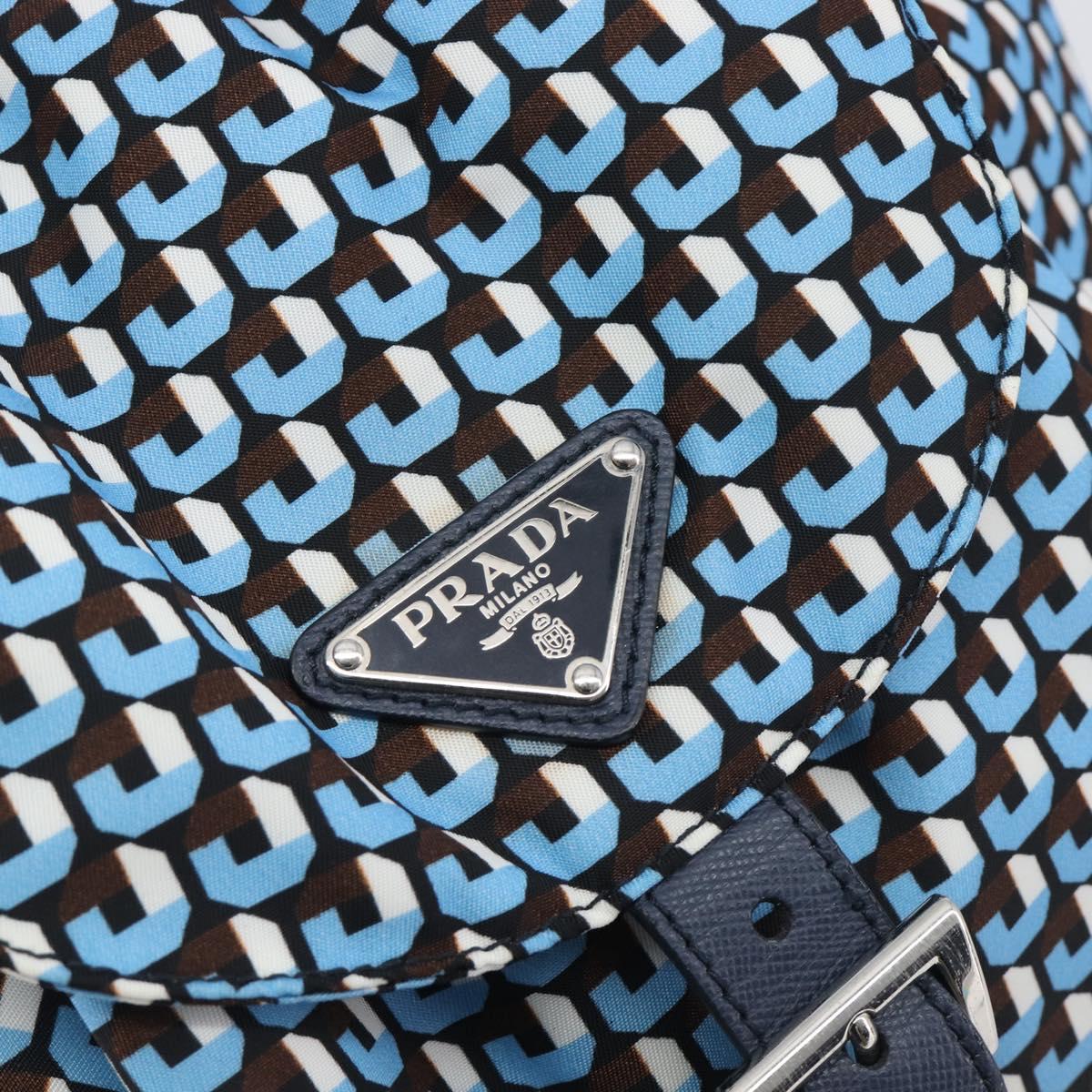 PRADA Backpack Nylon Blue Silver Auth 197214A