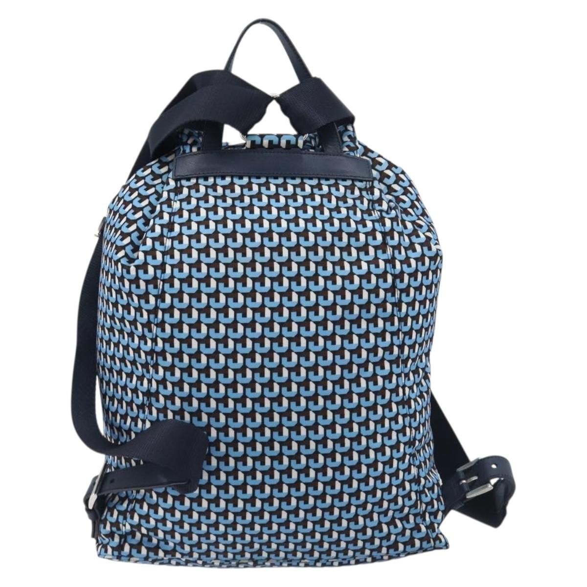 PRADA Backpack Nylon Blue Silver Auth 197214A