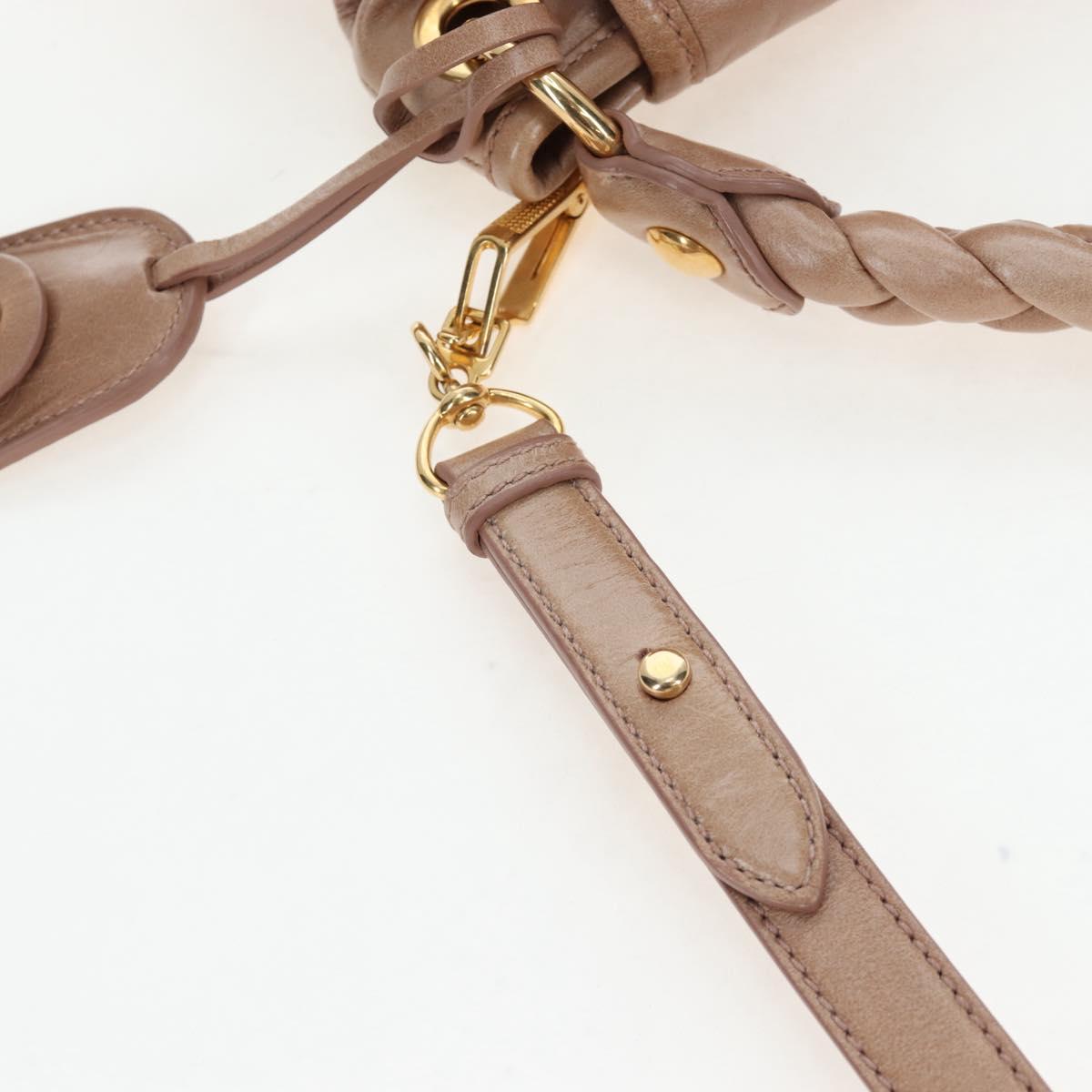 Miu Miu Matelasse Shoulder Bag Vitellolux 2way Beige Gold Auth 197216V