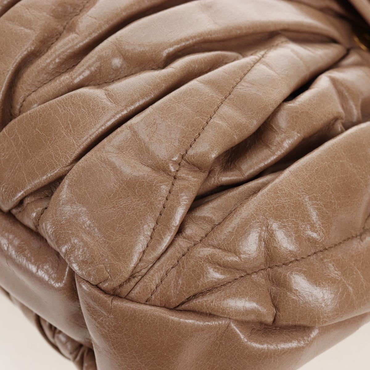 Miu Miu Matelasse Shoulder Bag Vitellolux 2way Beige Gold Auth 197216V