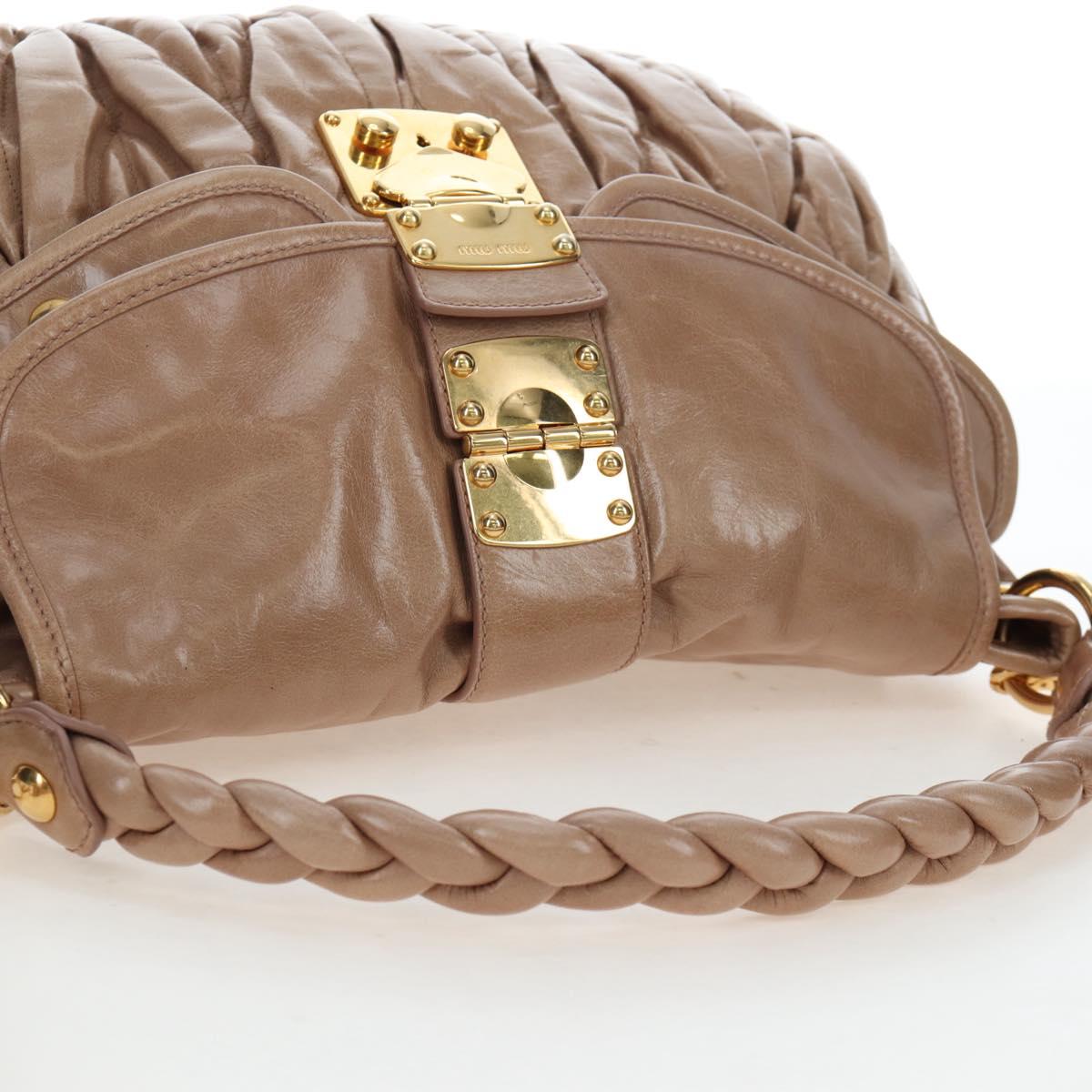 Miu Miu Matelasse Shoulder Bag Vitellolux 2way Beige Gold Auth 197216V