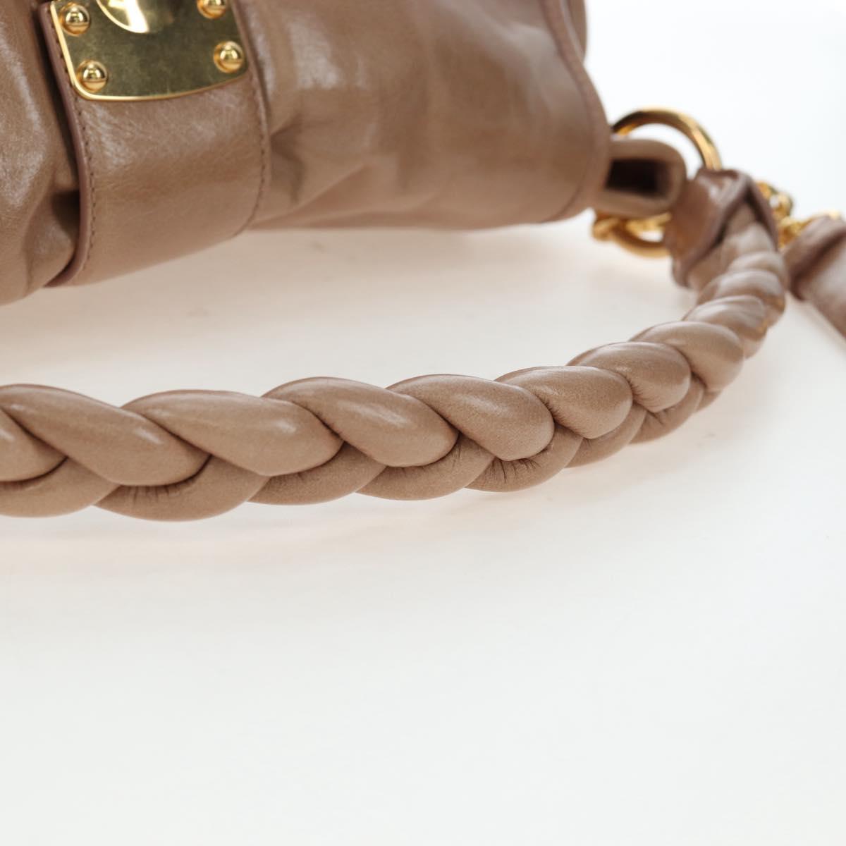 Miu Miu Matelasse Shoulder Bag Vitellolux 2way Beige Gold Auth 197216V
