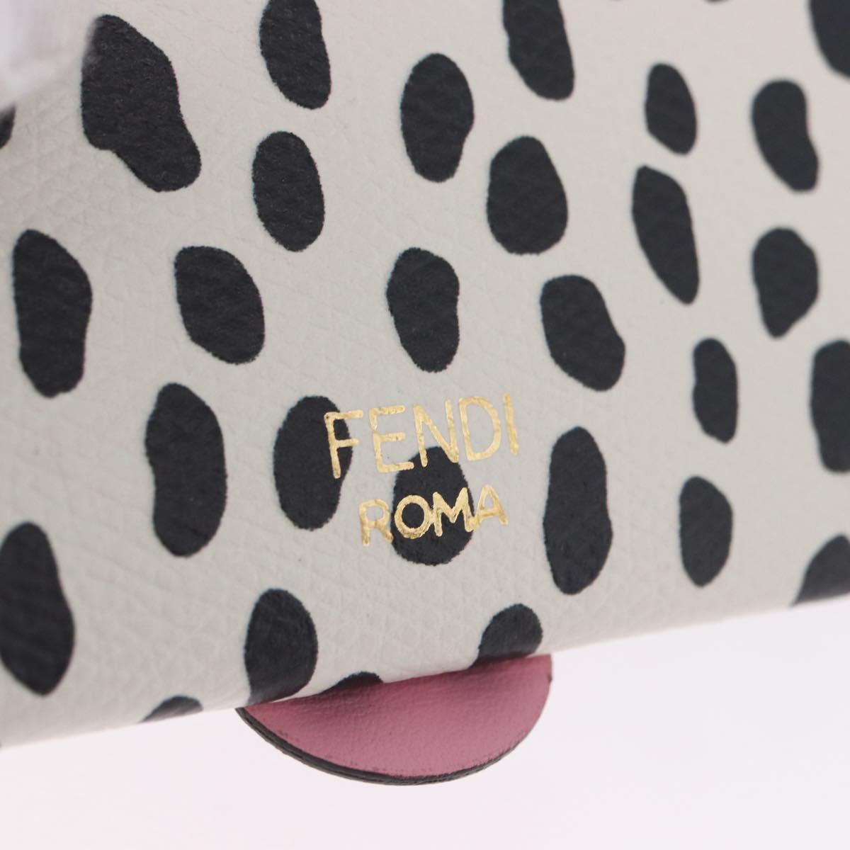 FENDI Pass Case Card Case Leather White Auth 197220M