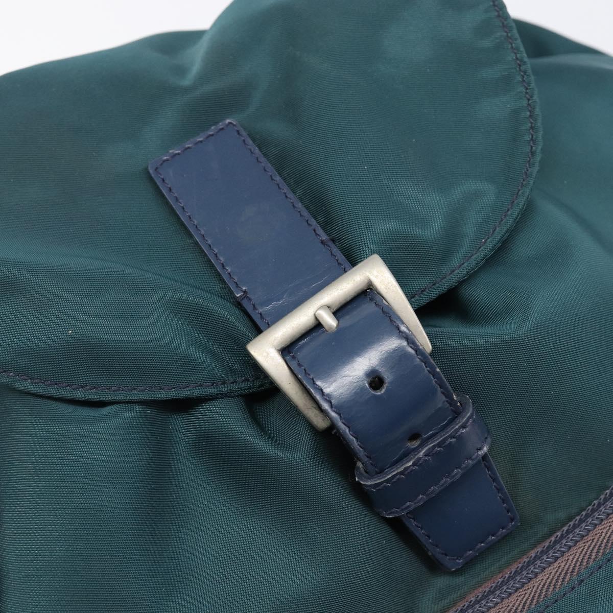 PRADA Backpack Nylon Green Silver Auth 197232
