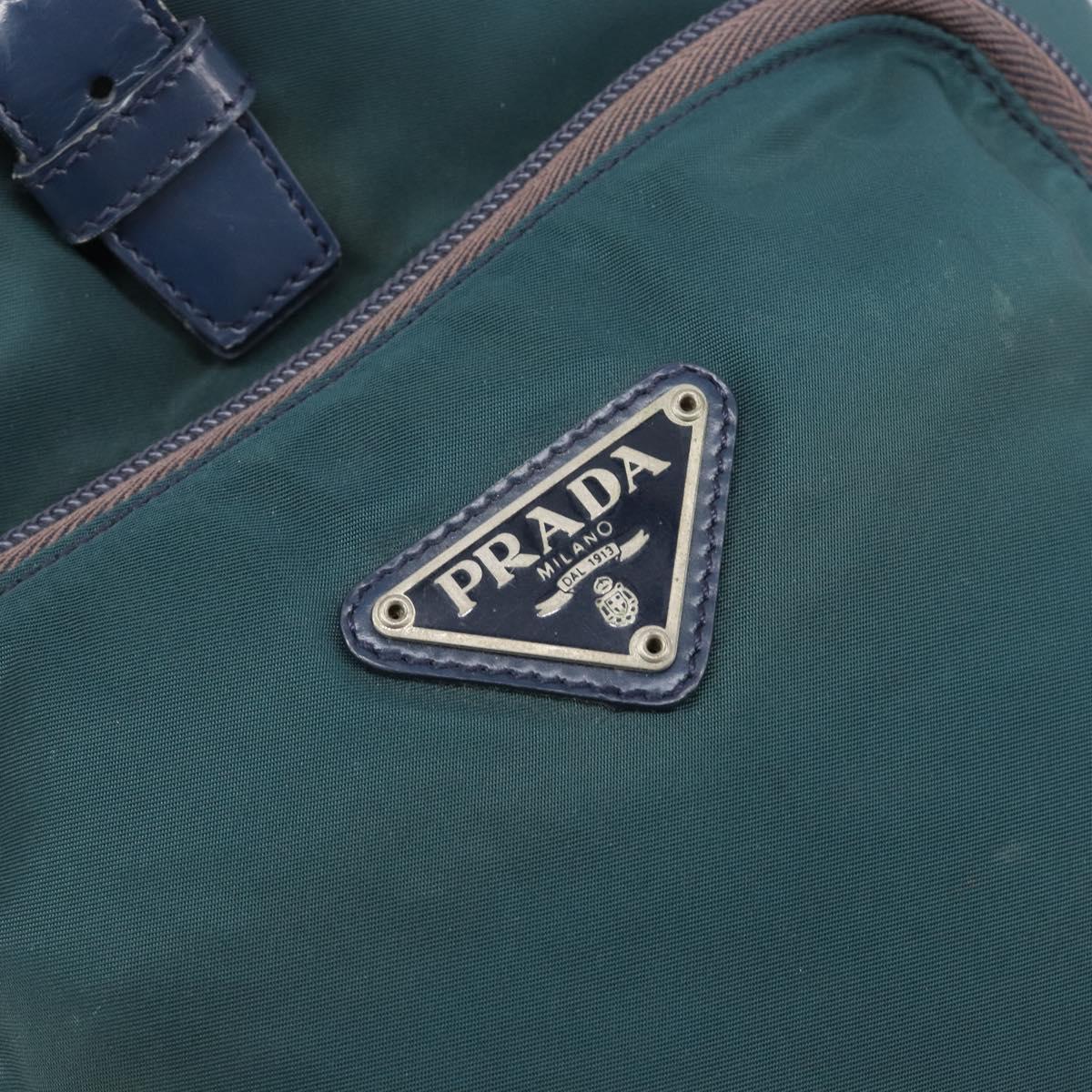 PRADA Backpack Nylon Green Silver Auth 197232