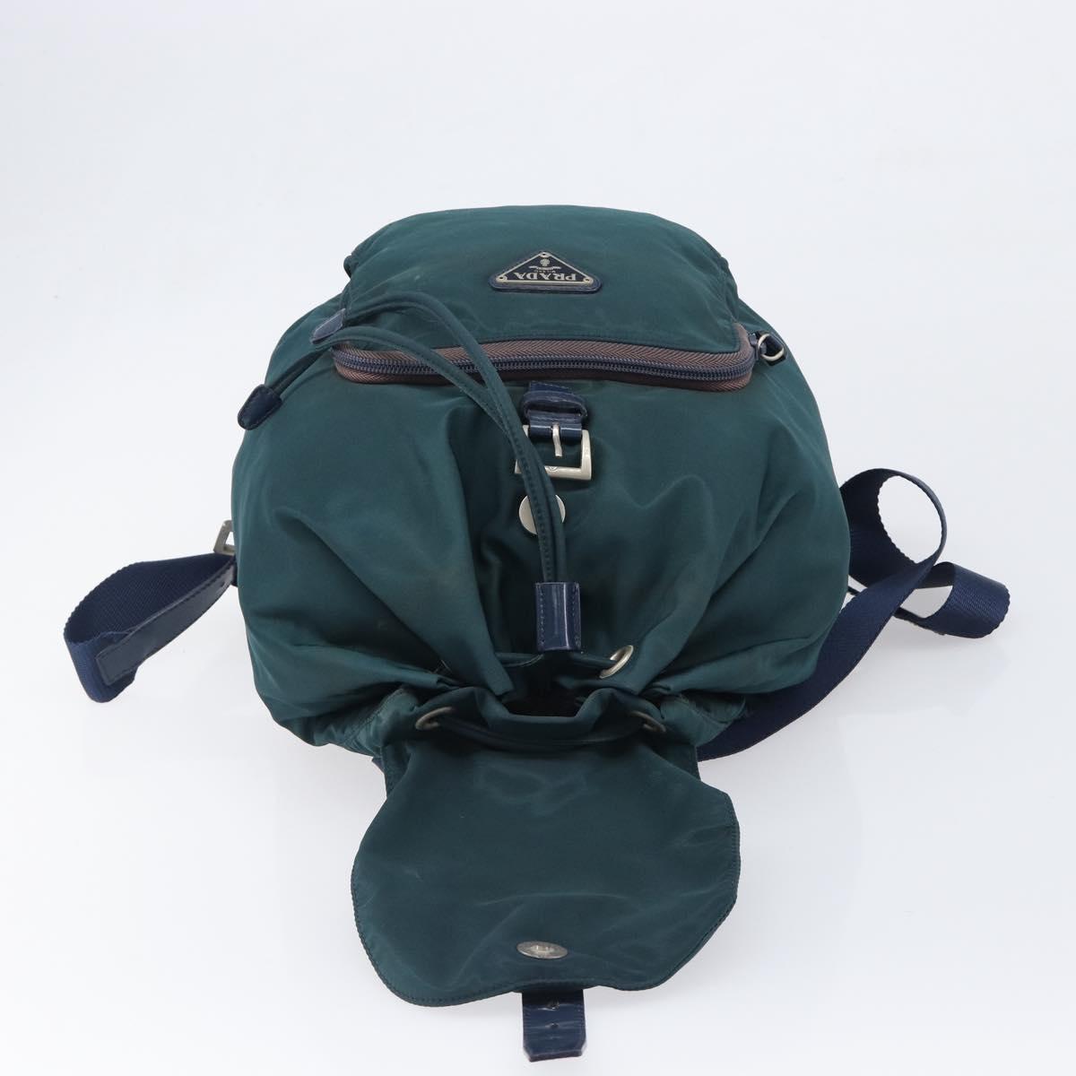 PRADA Backpack Nylon Green Silver Auth 197232