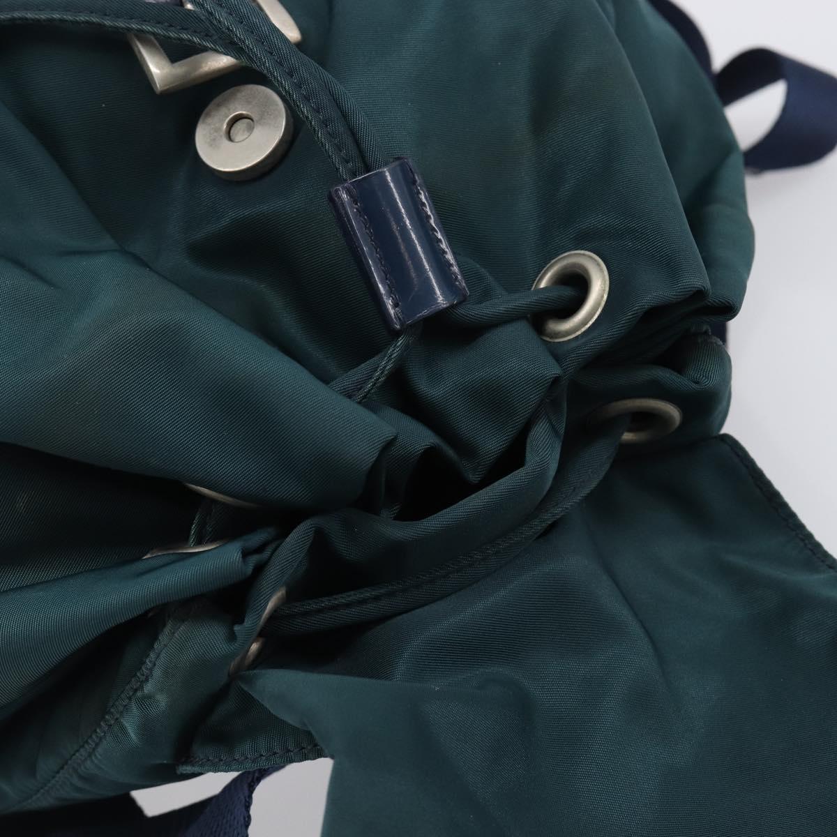 PRADA Backpack Nylon Green Silver Auth 197232