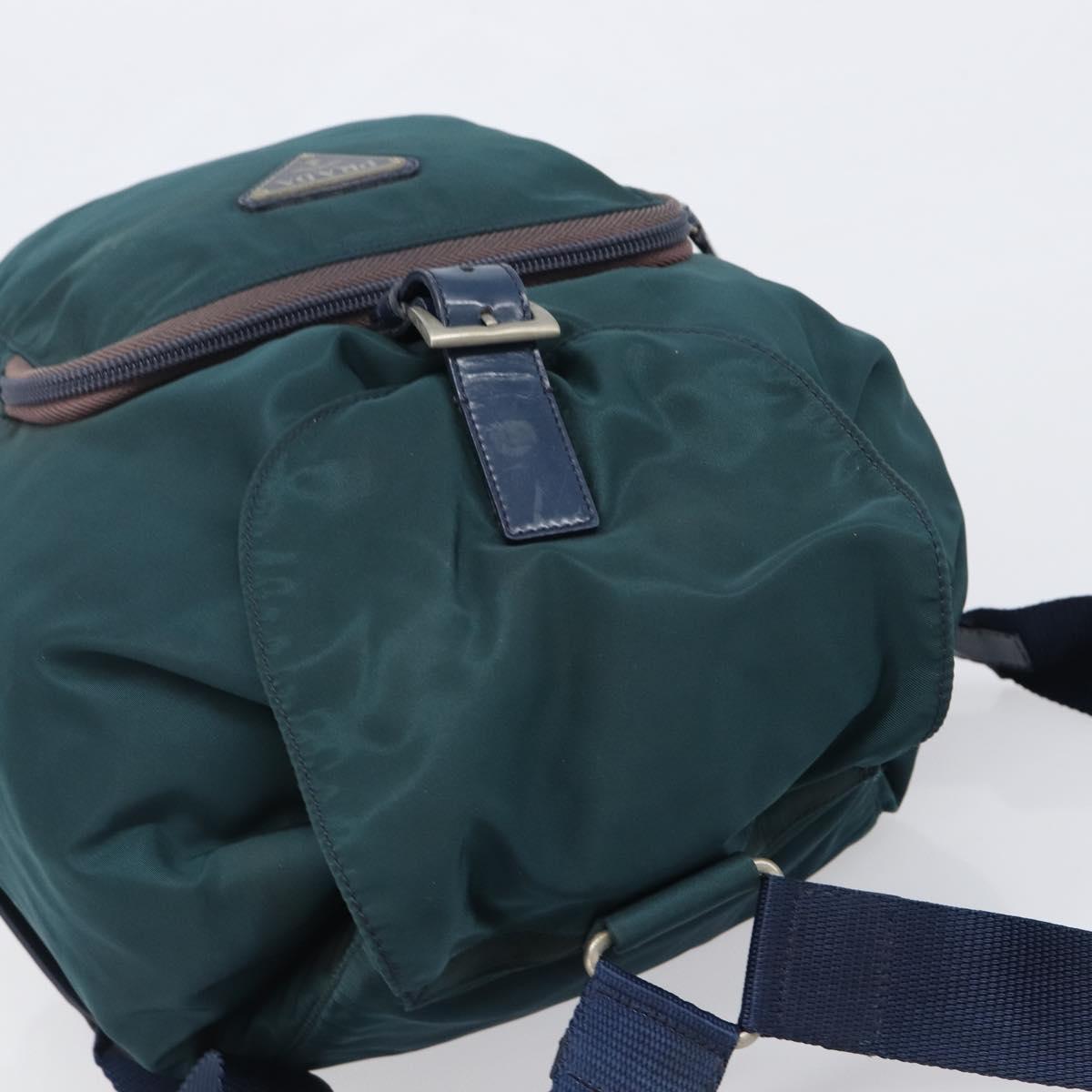 PRADA Backpack Nylon Green Silver Auth 197232
