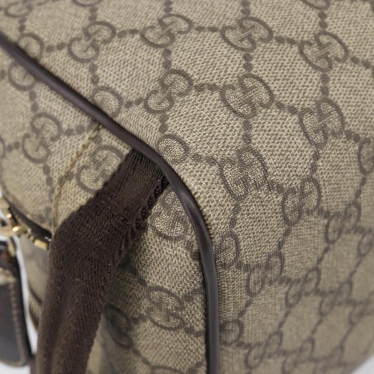 GUCCI GG Supreme Hand Bag PVC Beige Gold 211125 Auth 197233