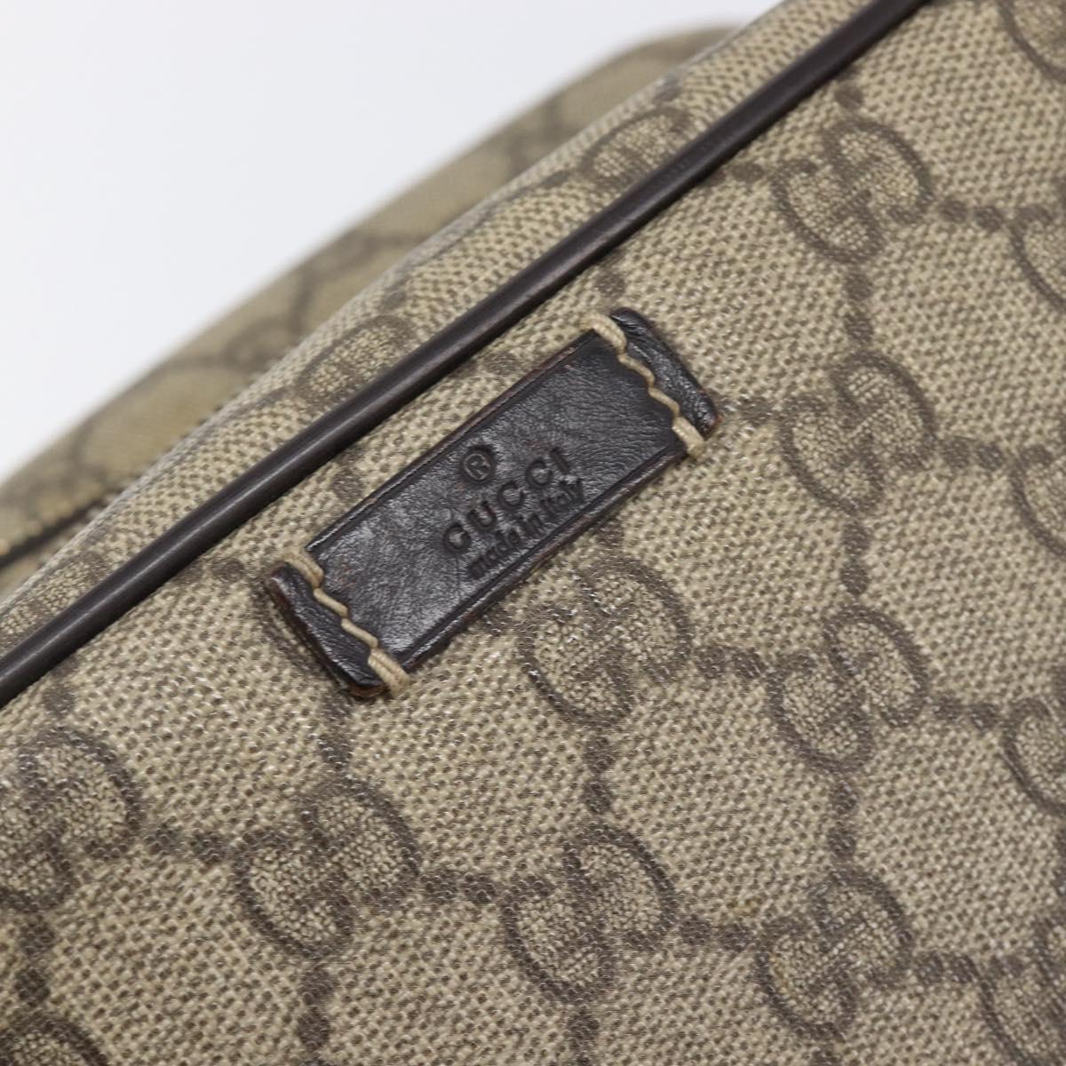 GUCCI GG Supreme Hand Bag PVC Beige Gold 211125 Auth 197233