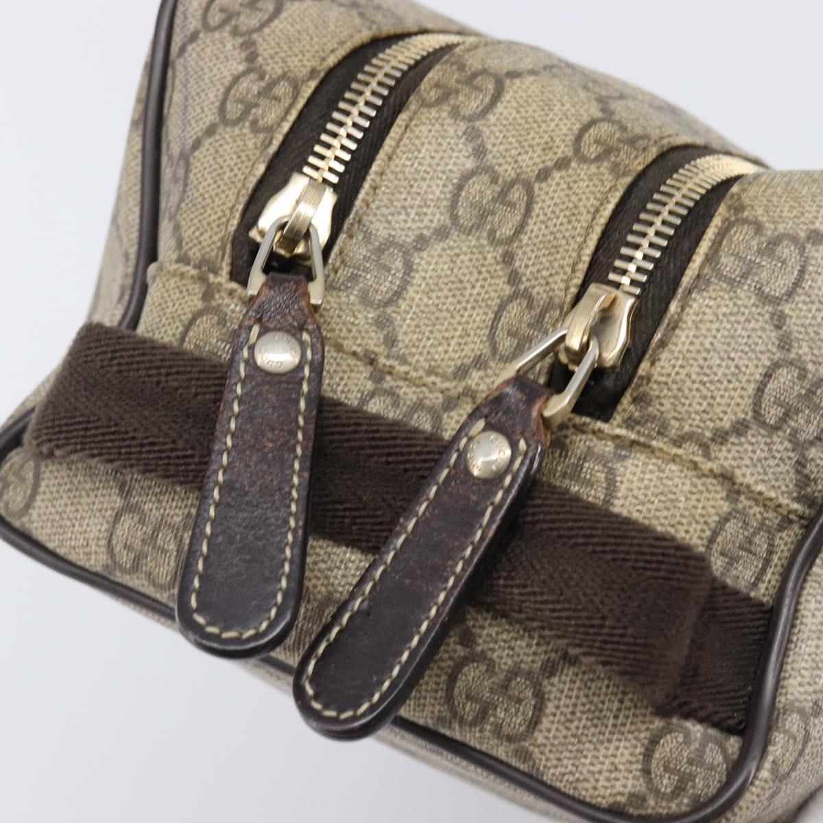 GUCCI GG Supreme Hand Bag PVC Beige Gold 211125 Auth 197233